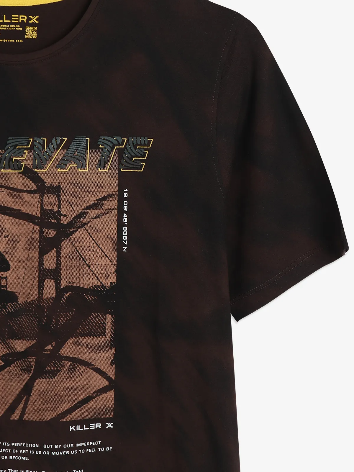 KILLER brown cotton printed t-shirt