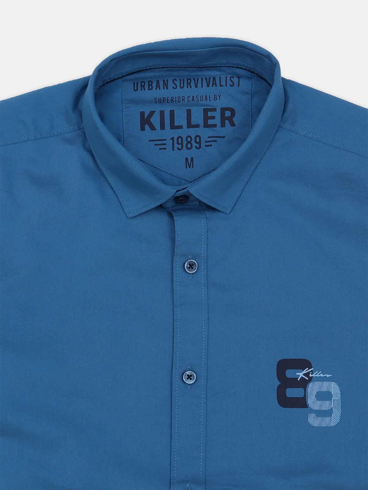 Killer casual wear printed blue shirt for men