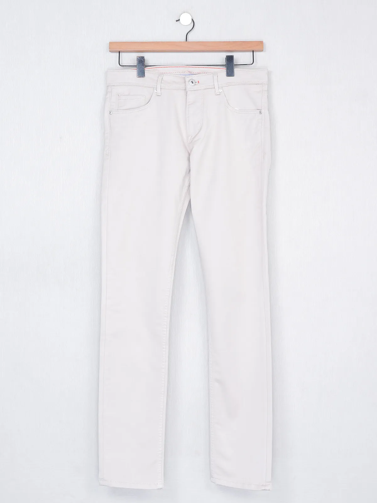 Killer cream color solid cotton trouser