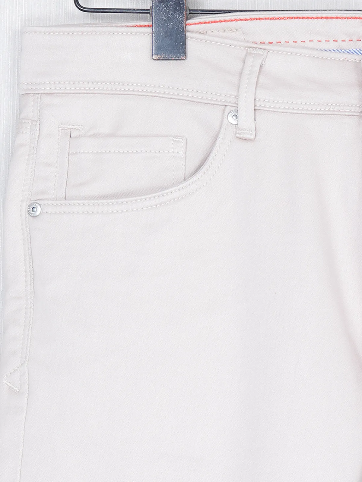 Killer cream color solid cotton trouser