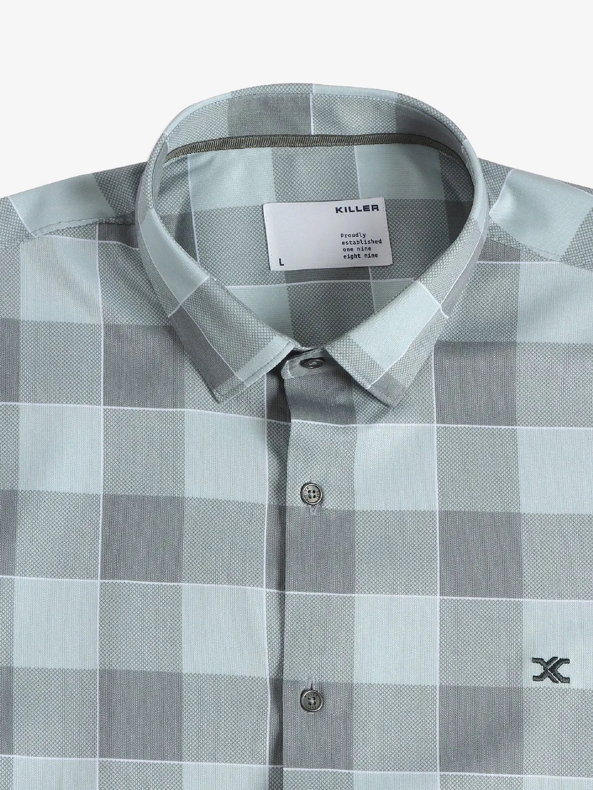 Killer green cotton checks shirt