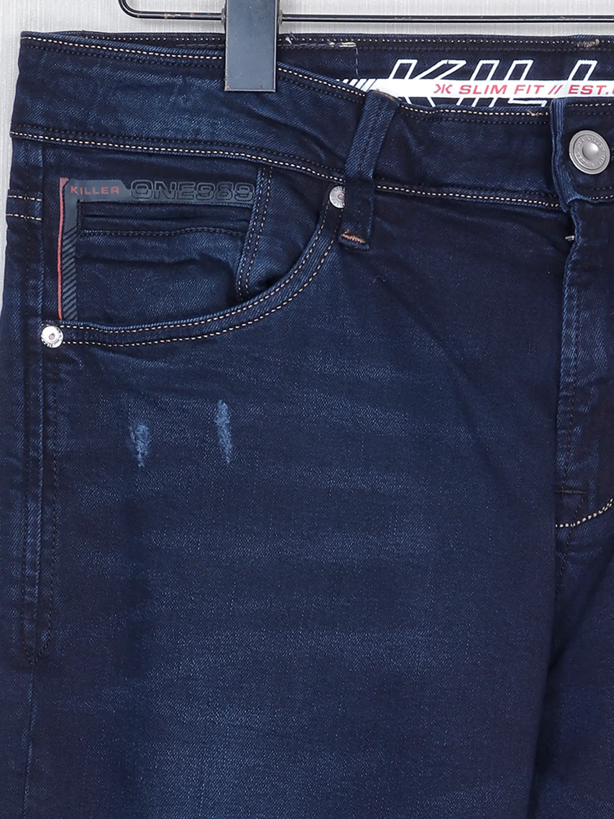 Killer navy casual washed slim fit denim jeans