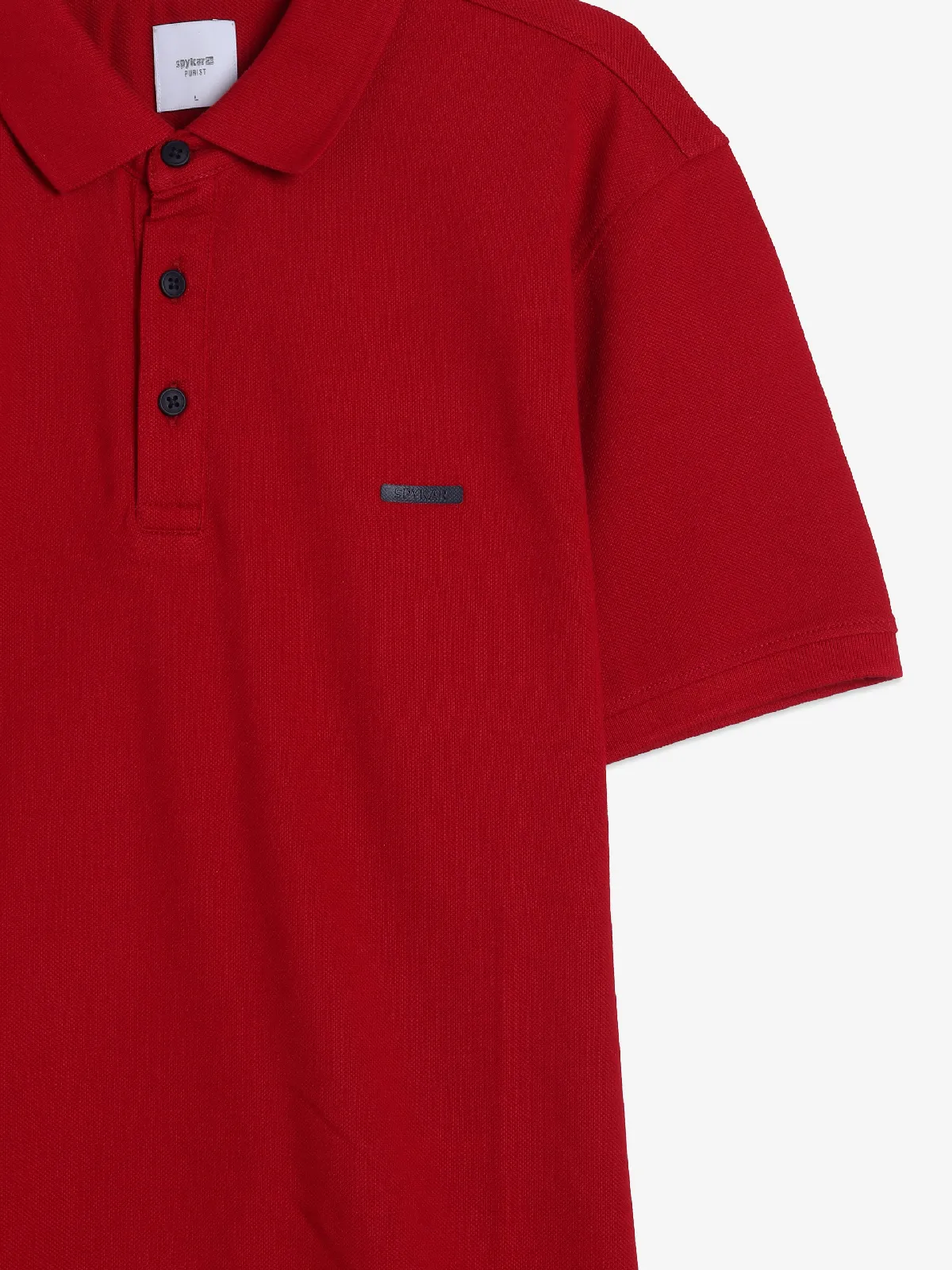 Spykar plain red cotton polo t-shirt