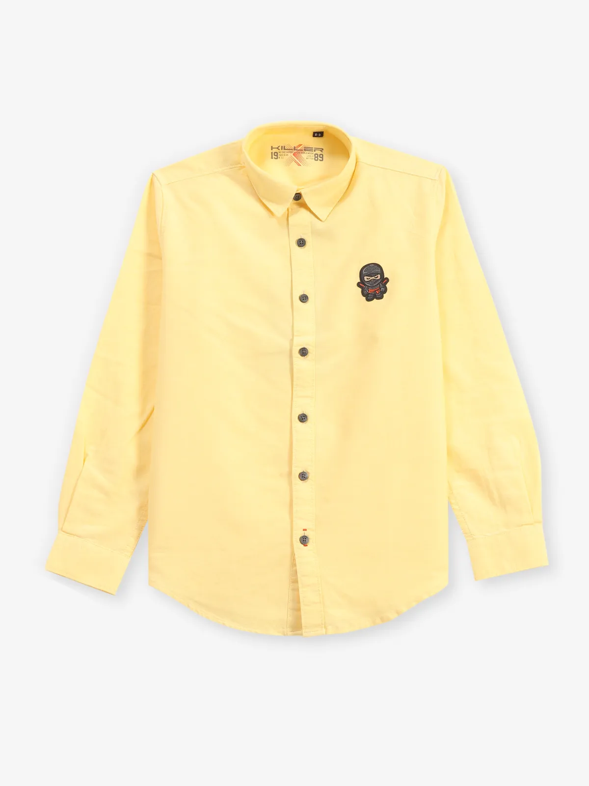 KILLER plain yellow cotton shirt