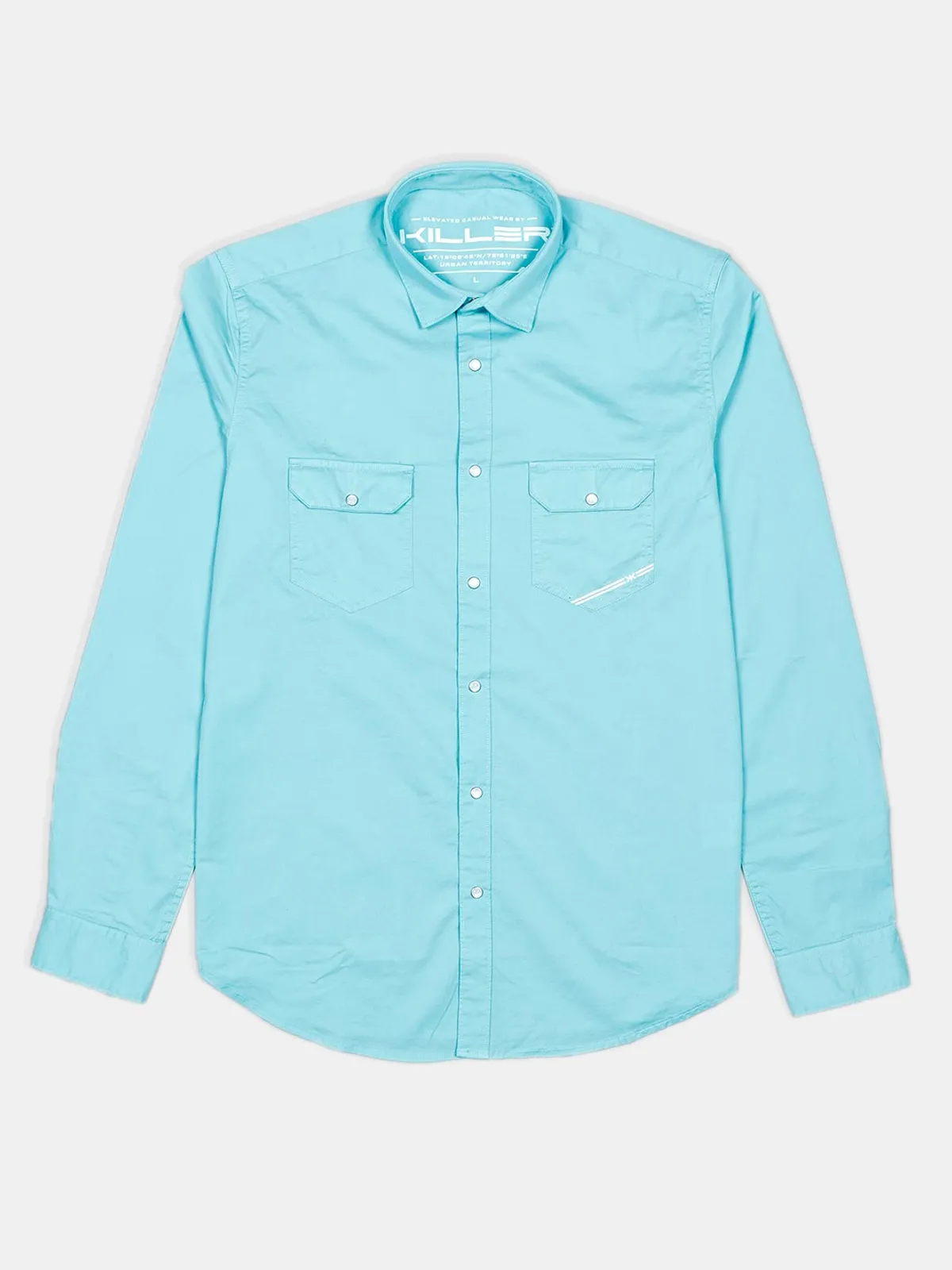 Killer presented solid electric blue shirt for mens