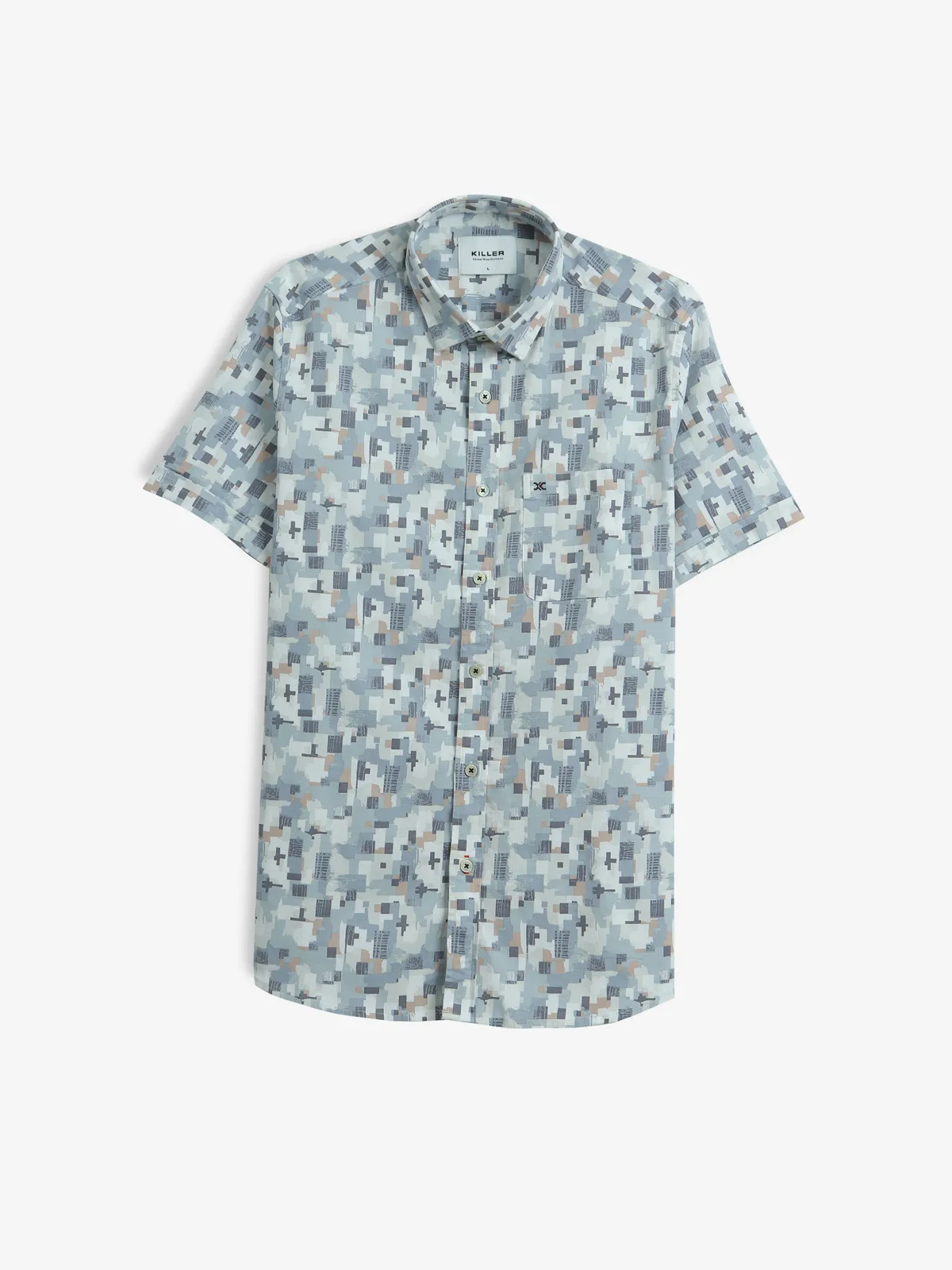 KILLER printed grey cotton casual shirt