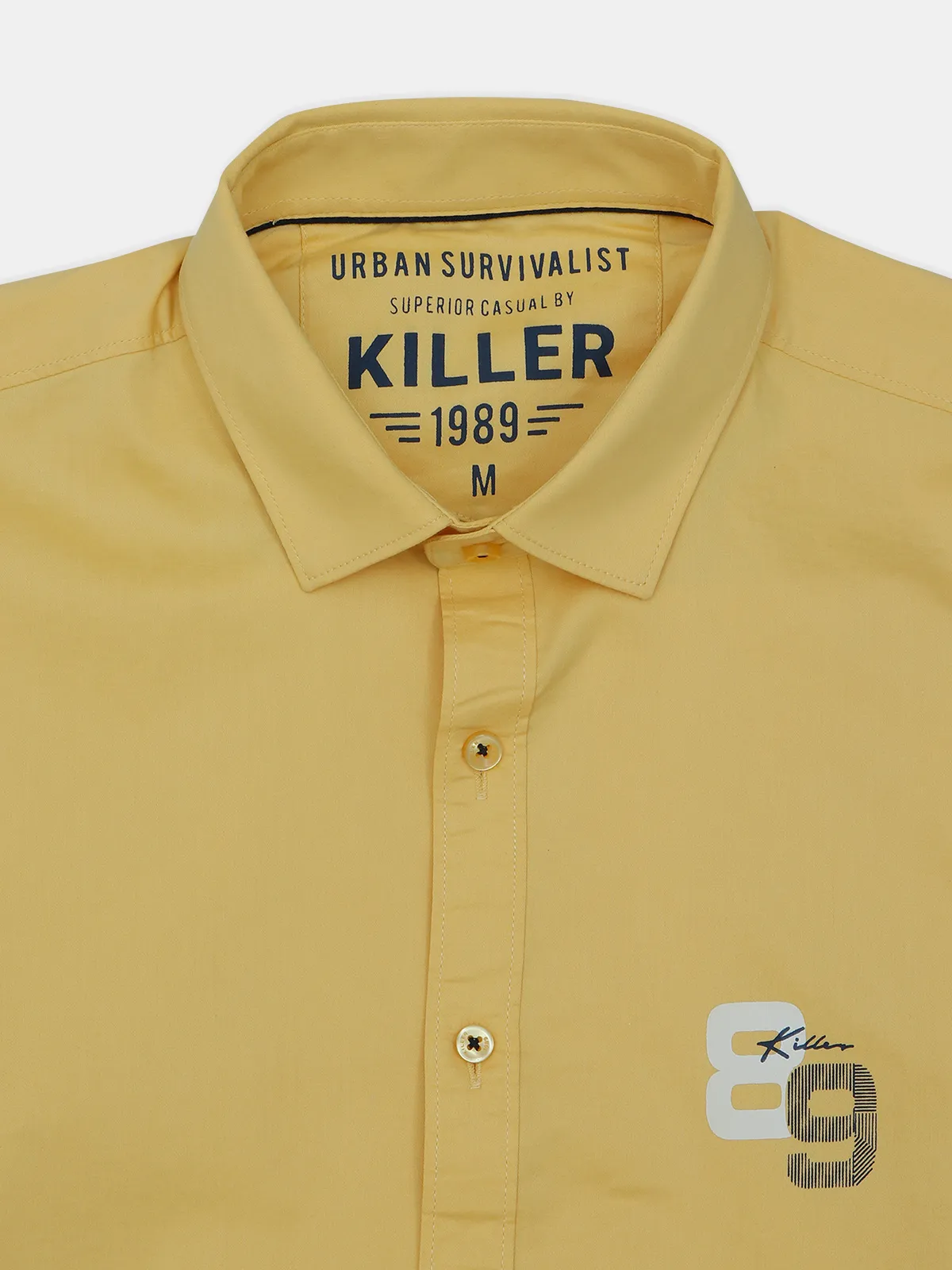 Killer printed yellow casual shirt in cotton