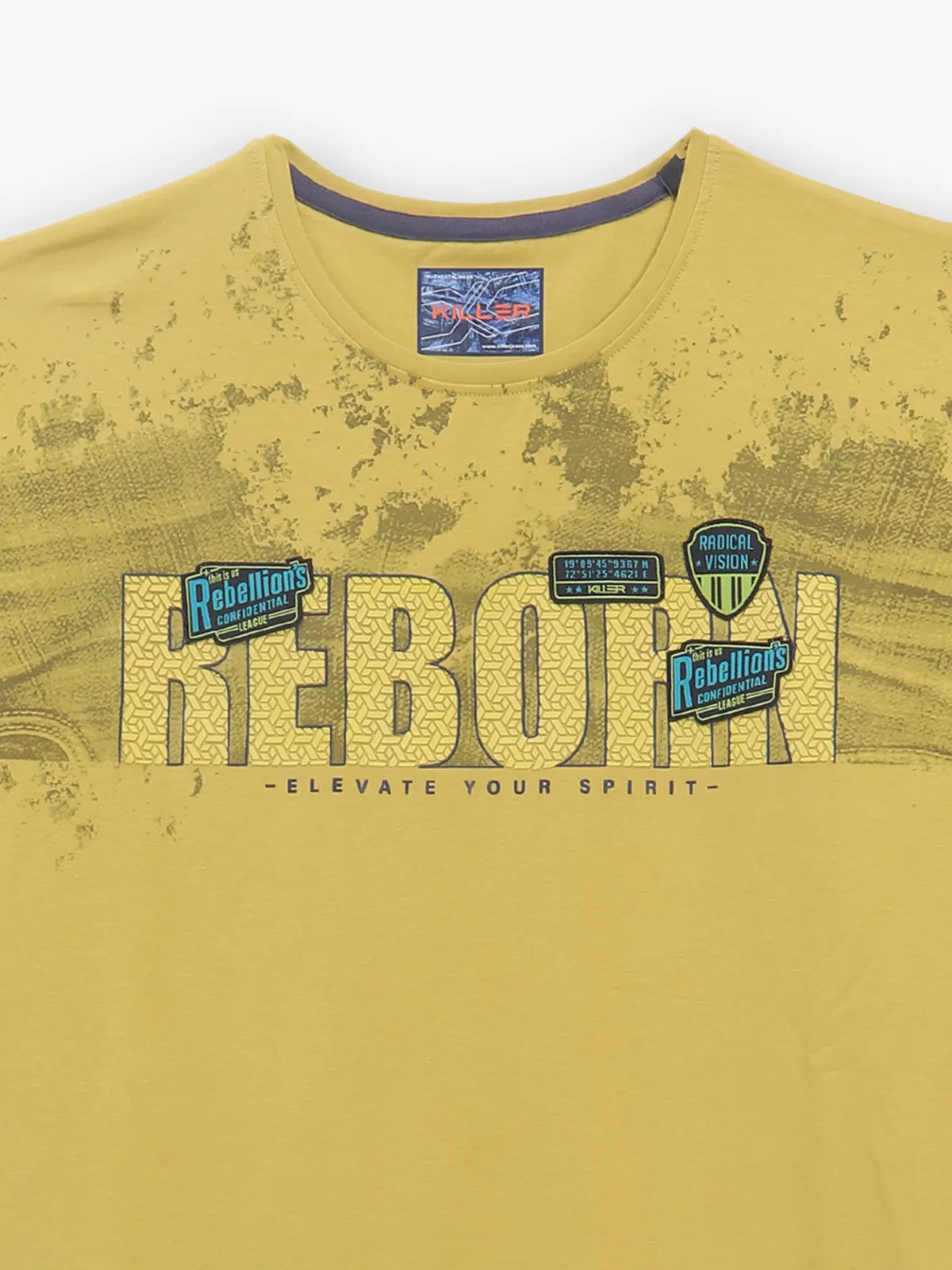 KILLER printed yellow cotton t-shirt