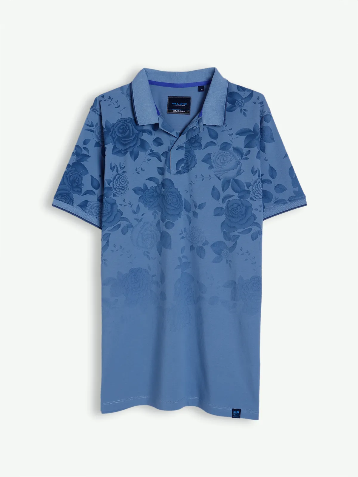 Killer sky blue printed slim fit t shirt