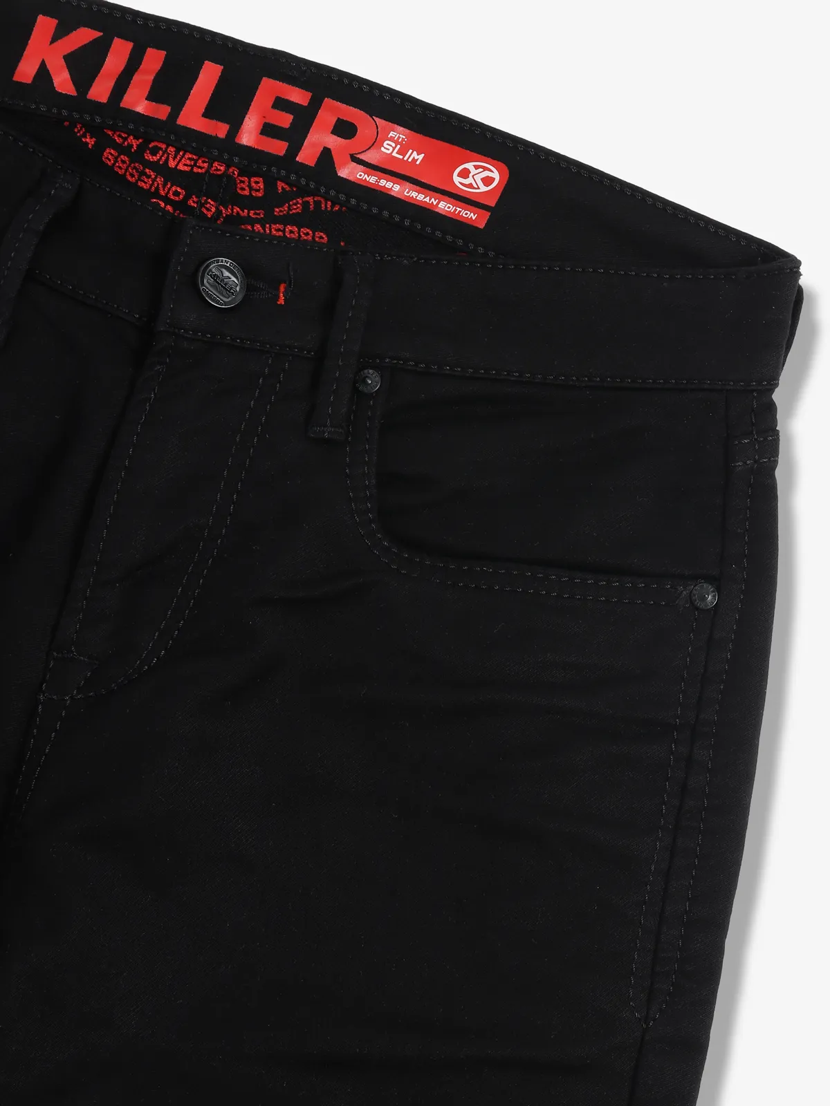 KILLER solid black casual slim fit jeans