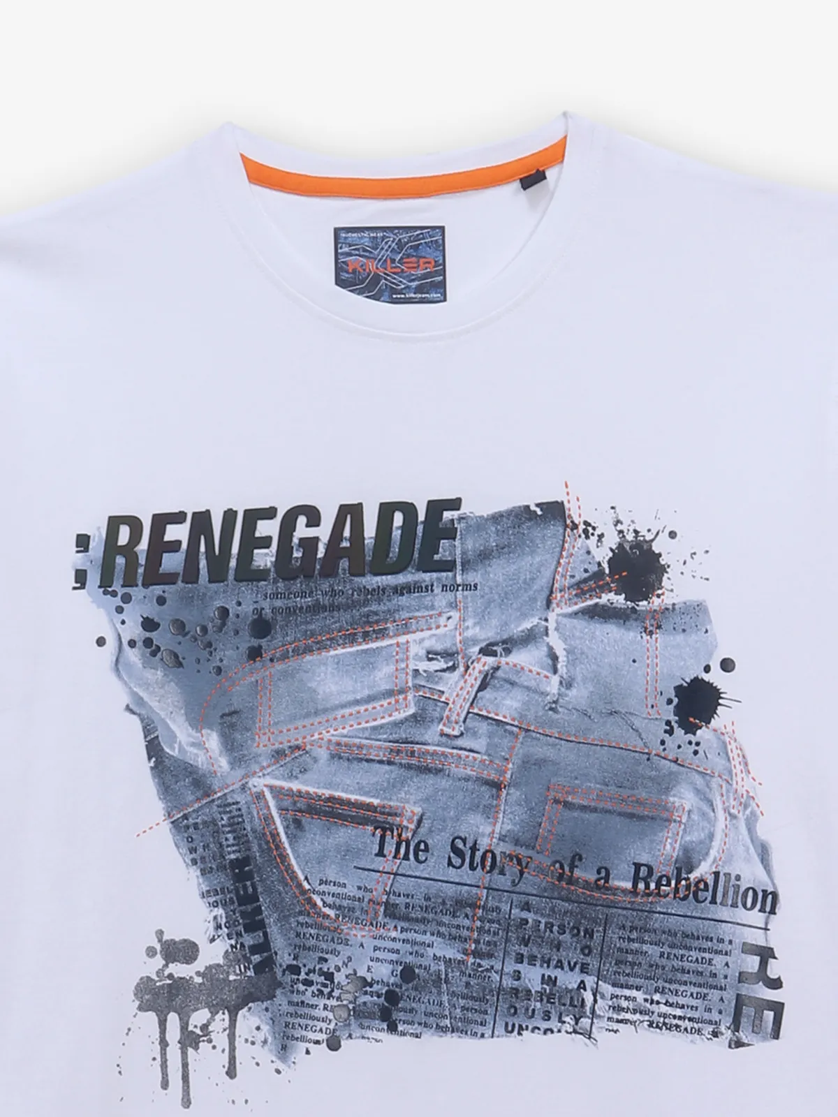 KILLER white printed casual cotton t-shirt