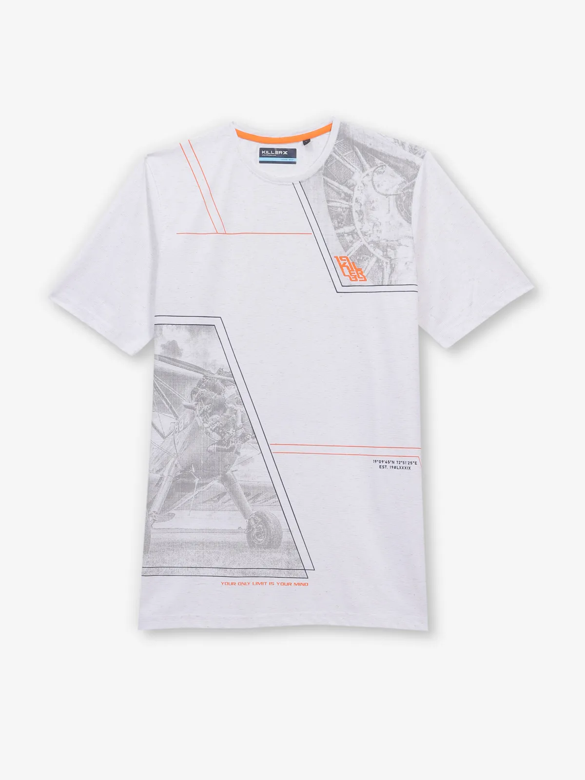 KILLER white printed casual cotton t-shirt for men