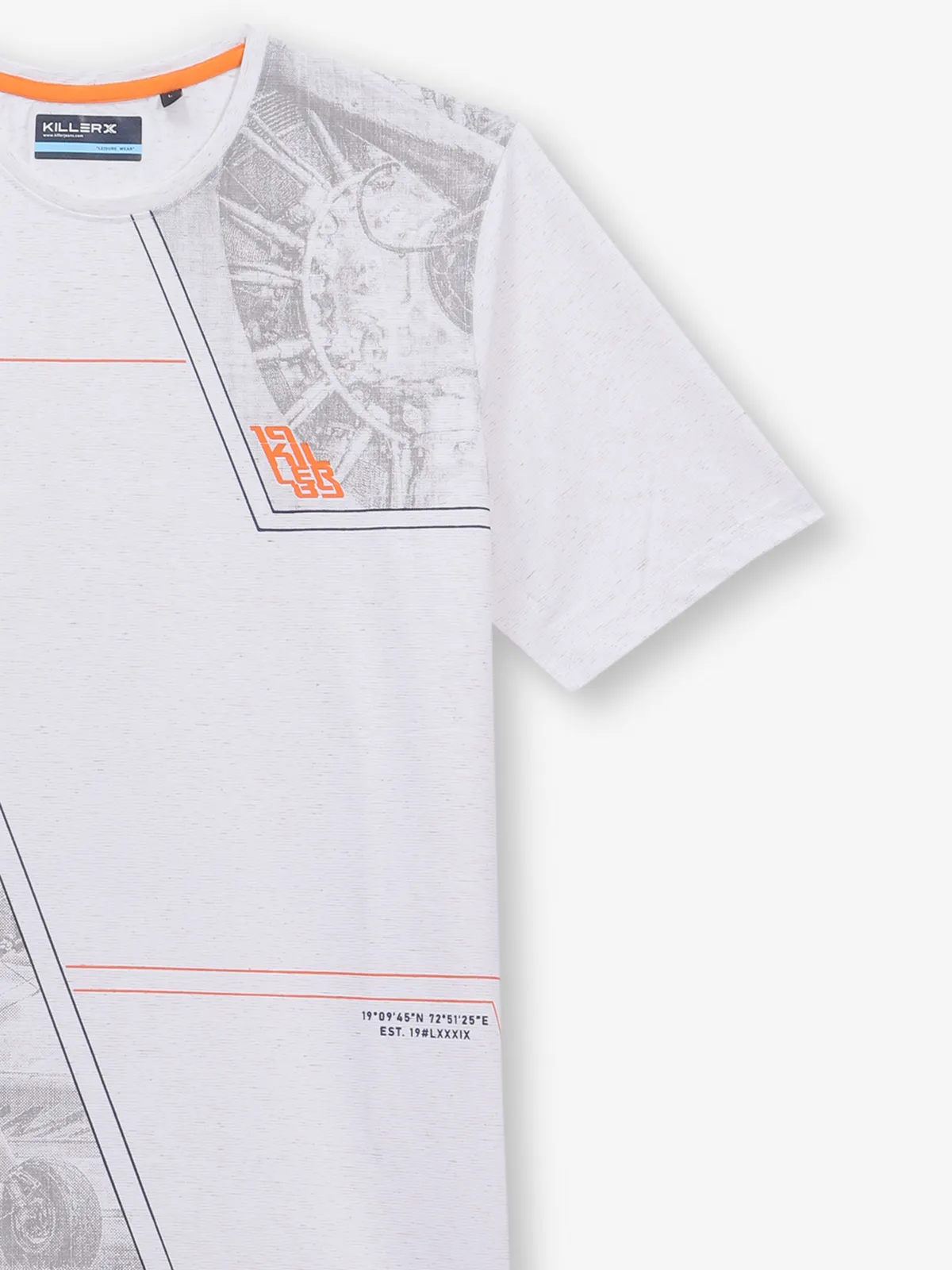KILLER white printed casual cotton t-shirt for men