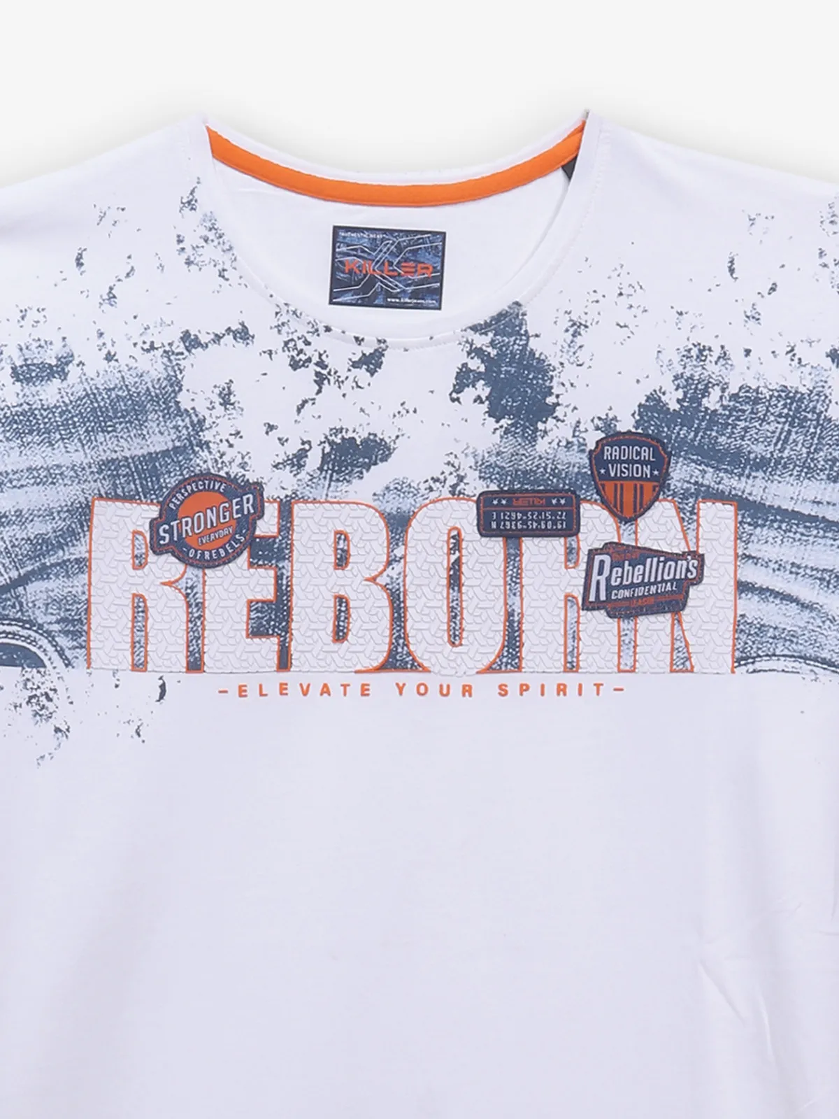 KILLER white printed cotton t-shirt for men