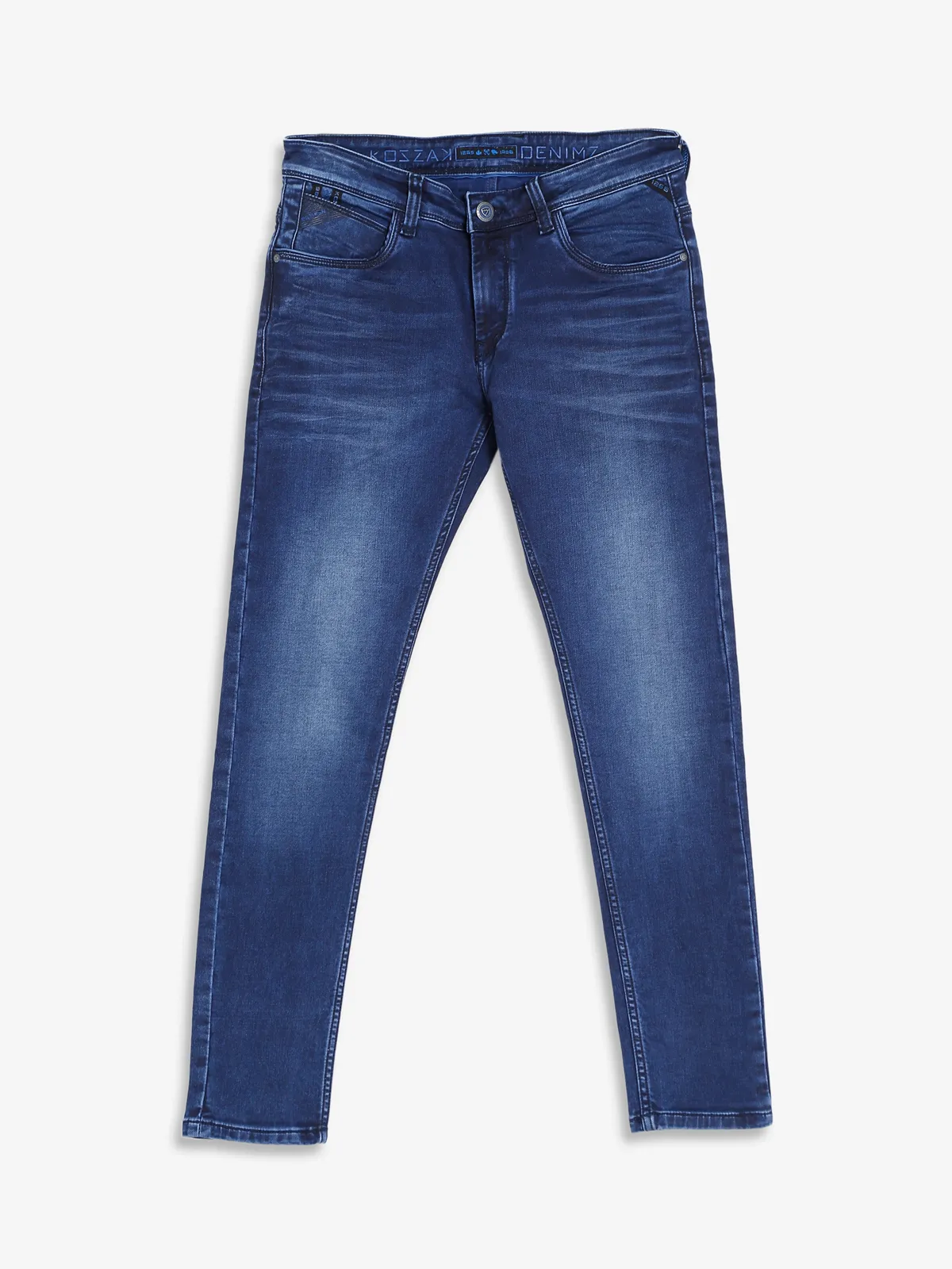 Kozzak dark blue washed super skinny fit jeans