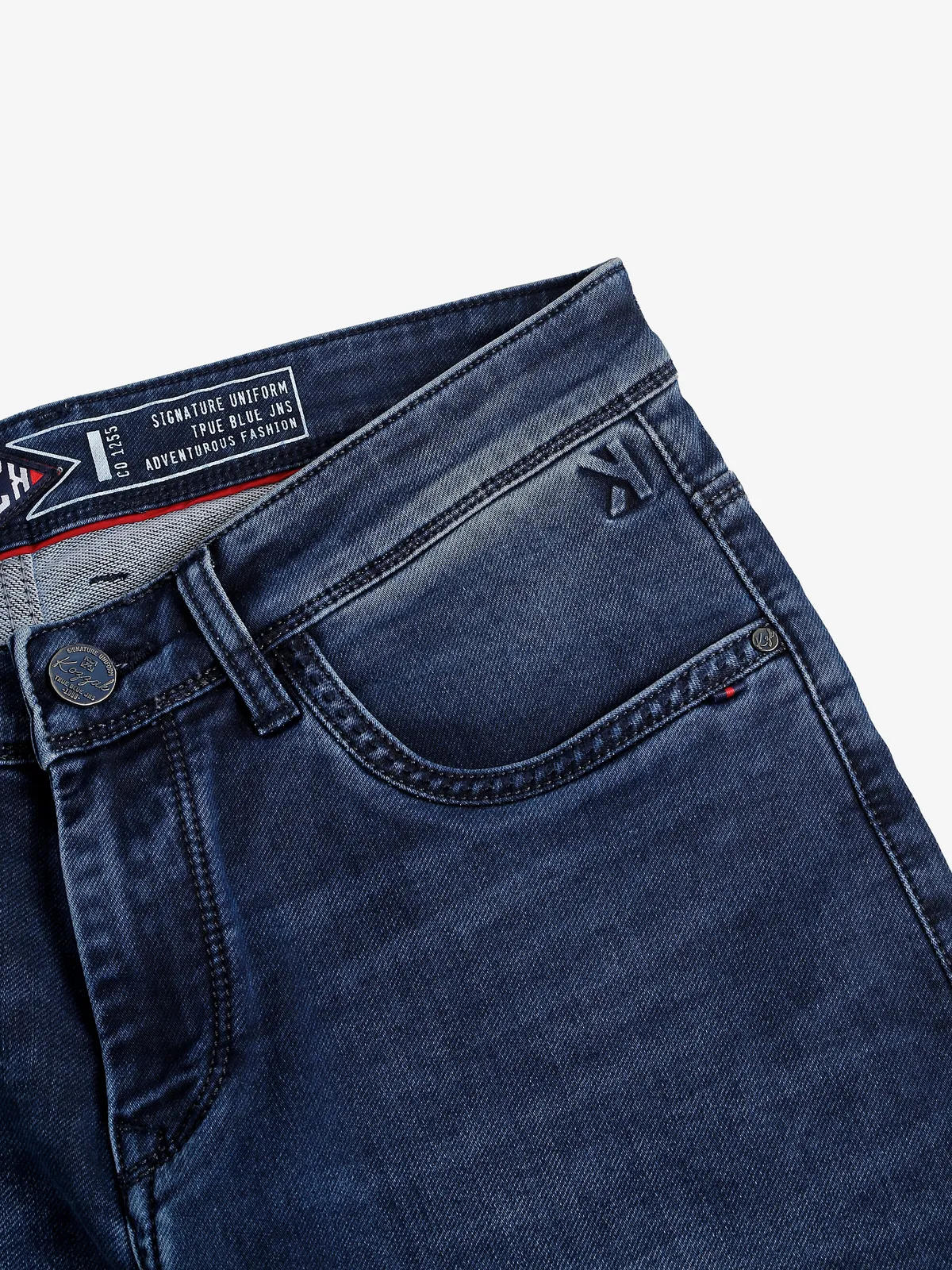 Kozzak slim fit washed dark blue jeans