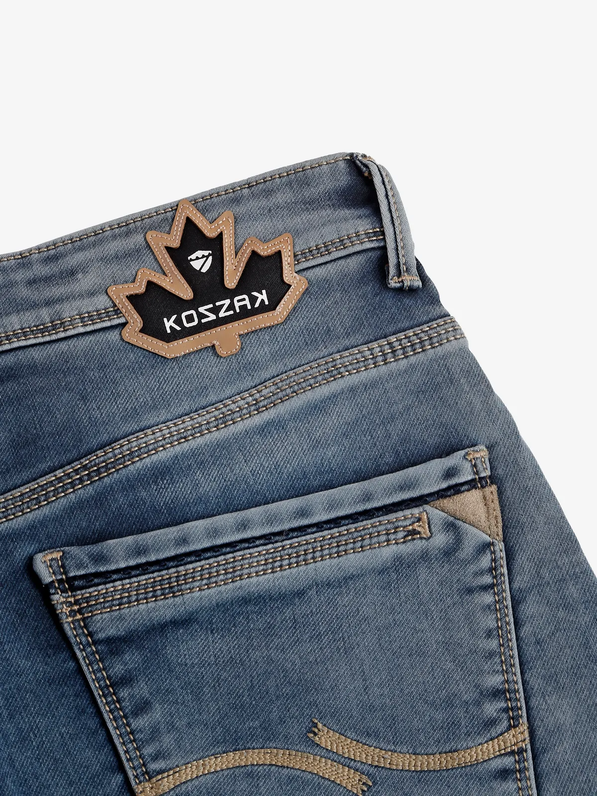 Kozzak washed blue slim fit jeans