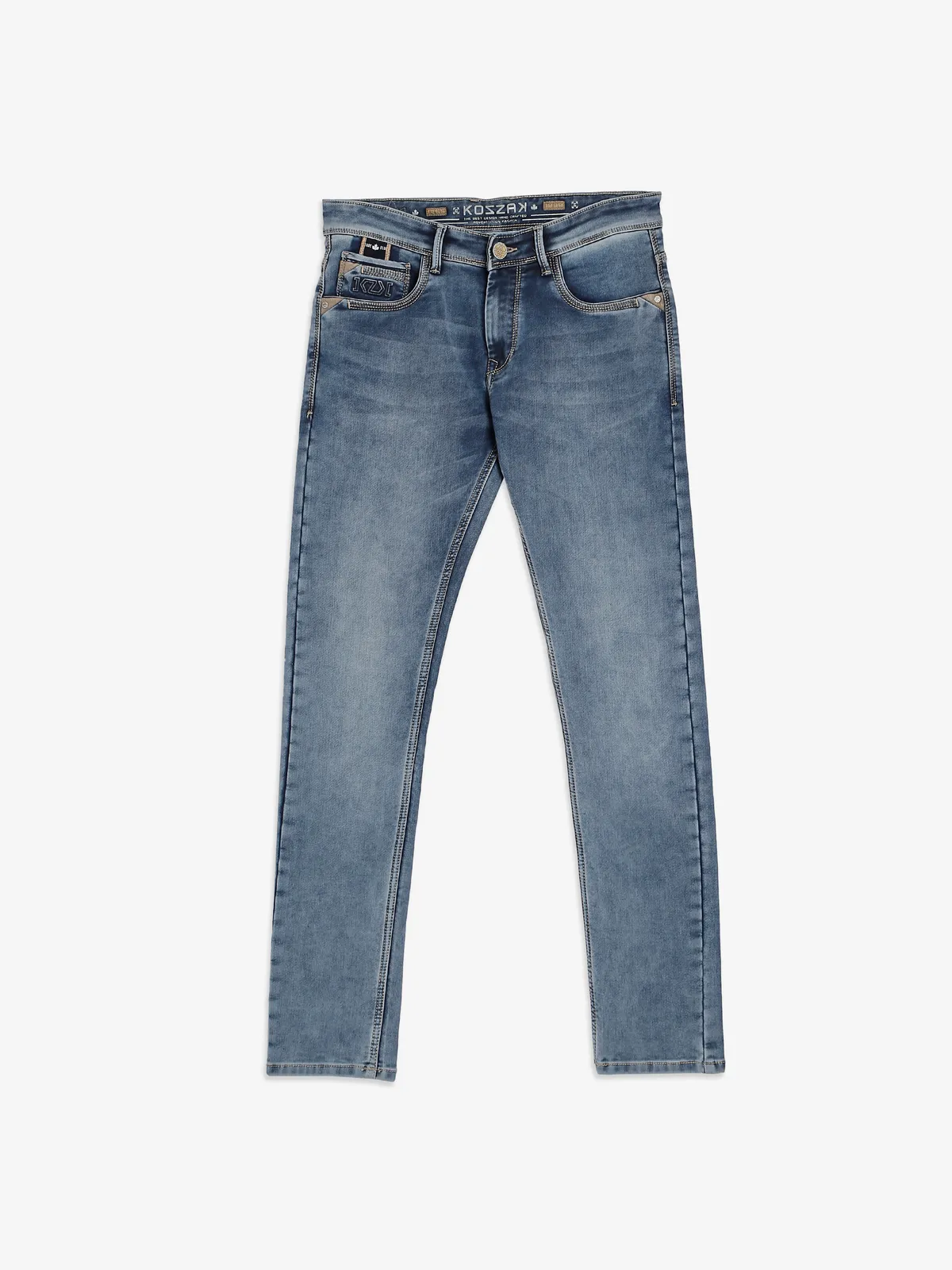 Kozzak washed blue slim fit jeans