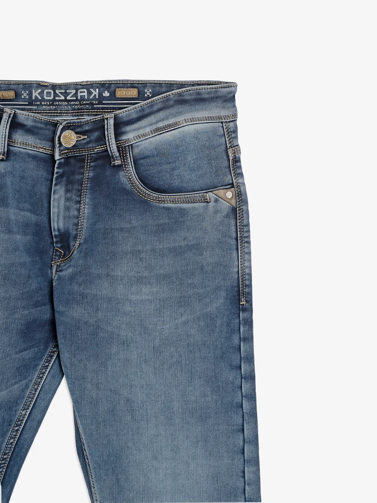 Kozzak washed blue slim fit jeans
