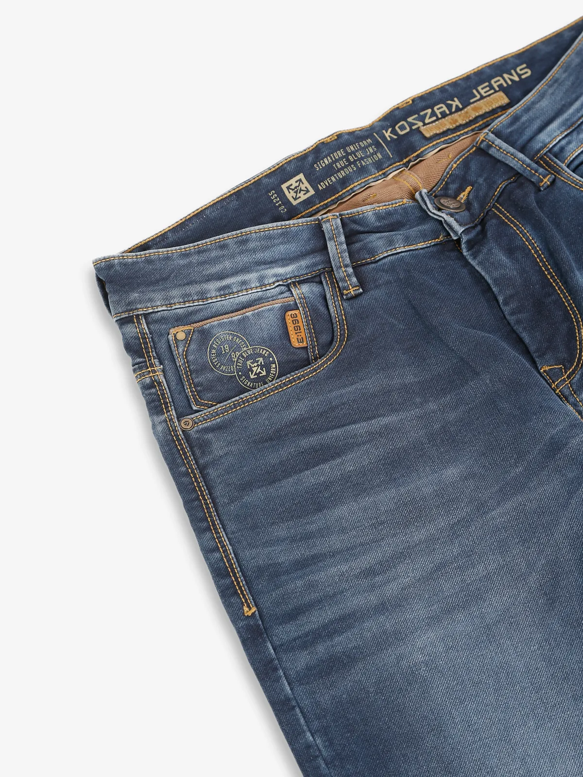 Kozzak washed blue super skinny fit jeans