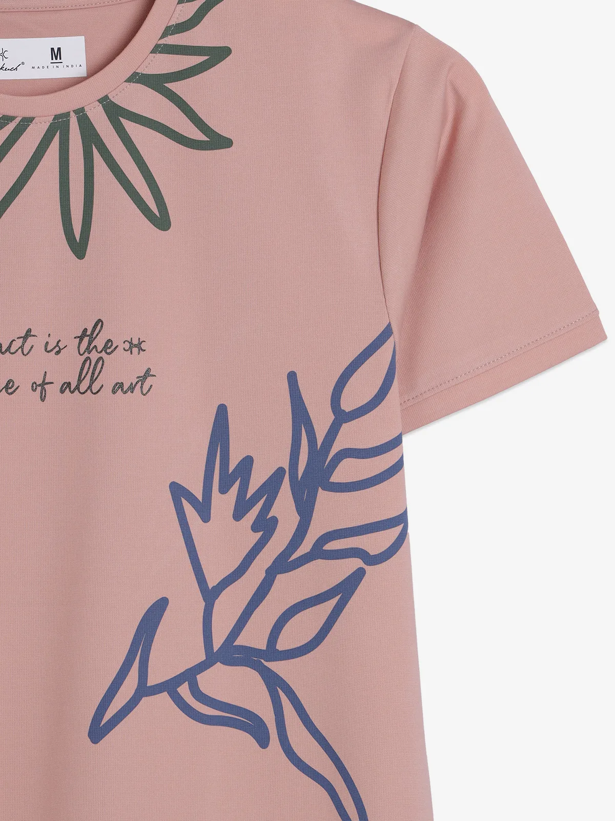 KUCH KUCH peach printed cotton t-shirt