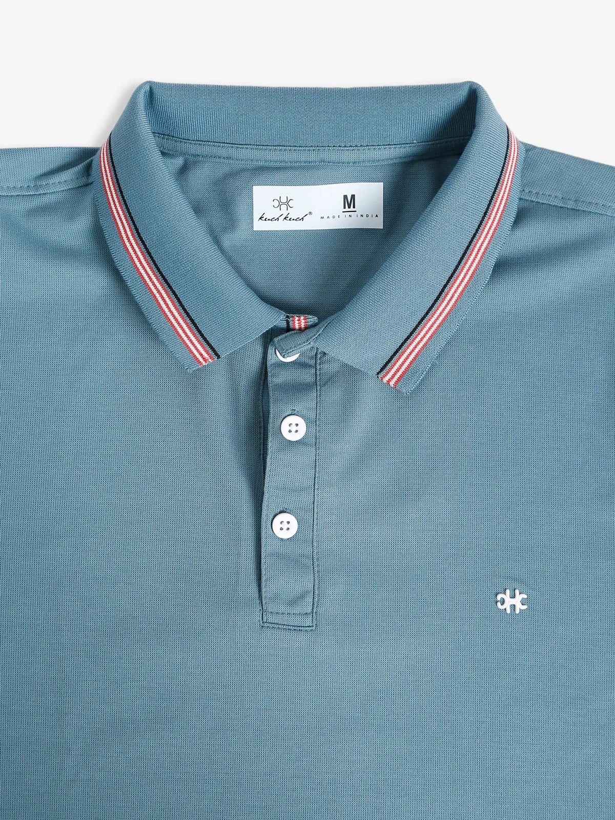 Kuch Kuch stone blue plain polo t shirt