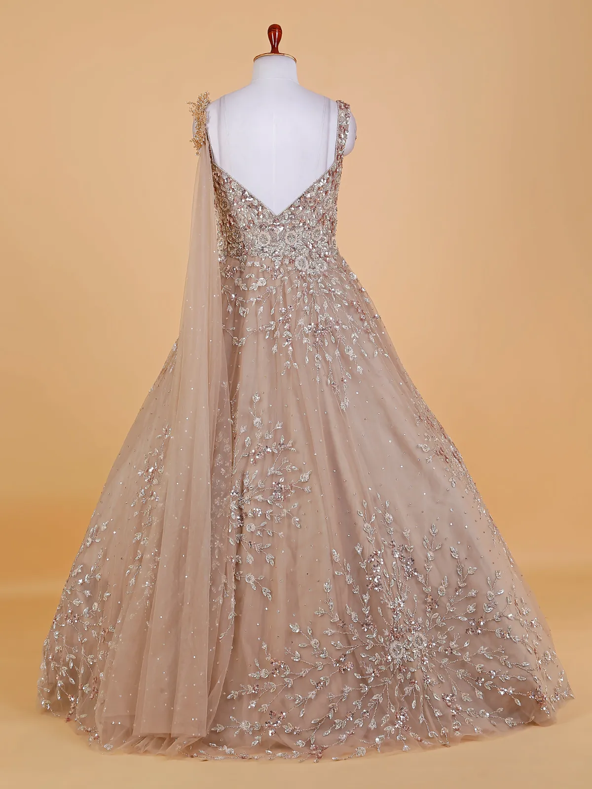 Latest beige net gown