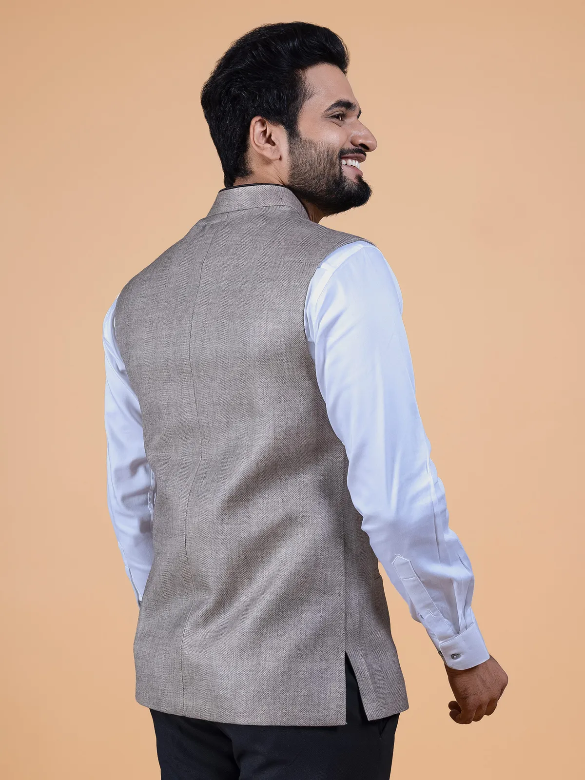 Latest beige plain waistcoat