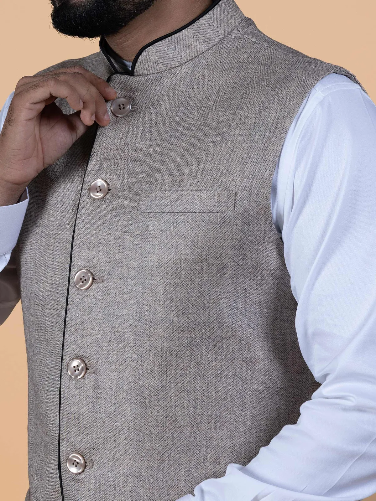 Latest beige plain waistcoat