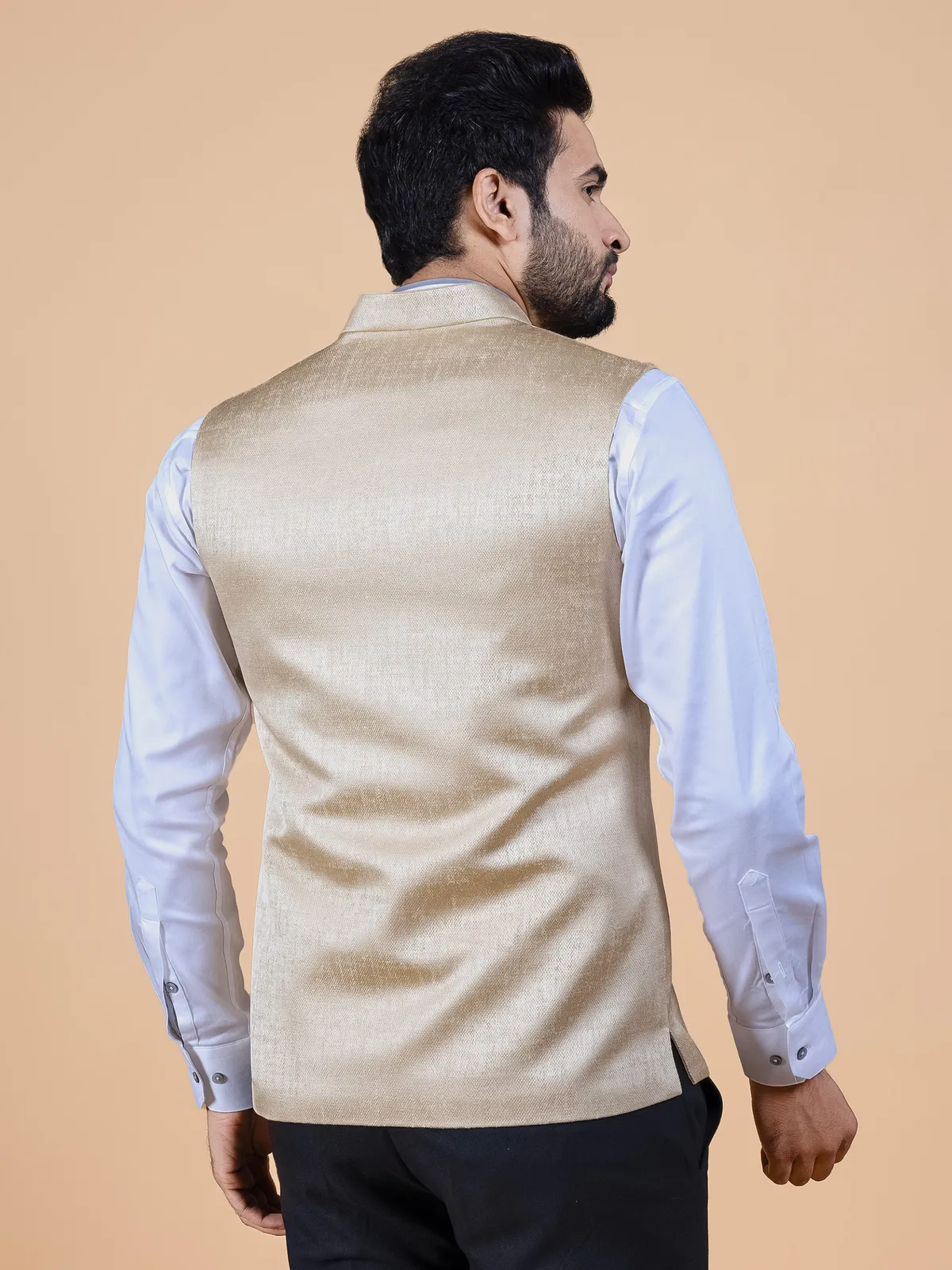 Latest beige waistcoat in silk