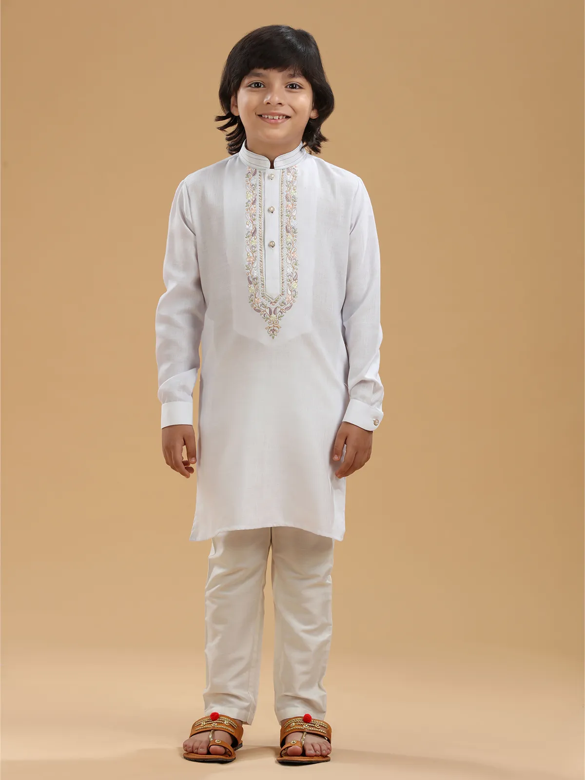 Latest white linen kurta suit