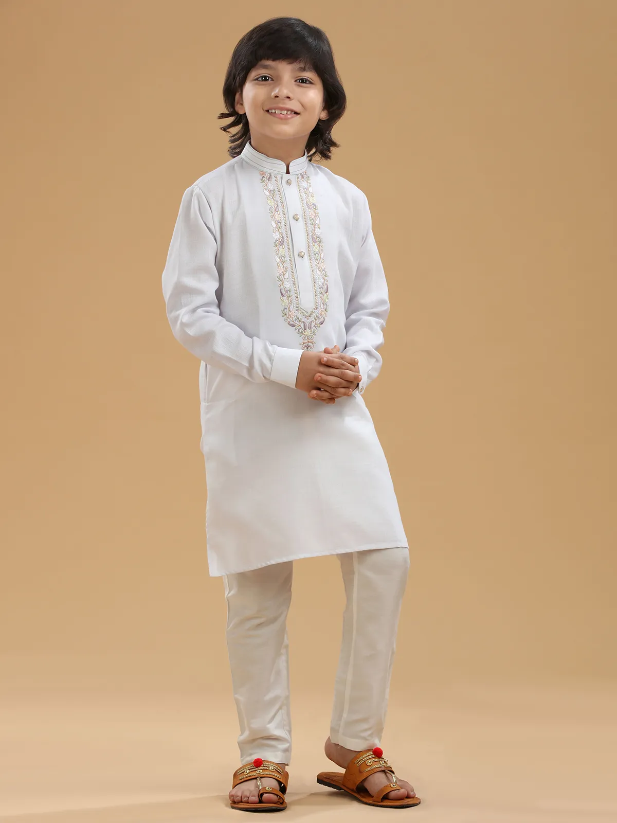 Latest white linen kurta suit