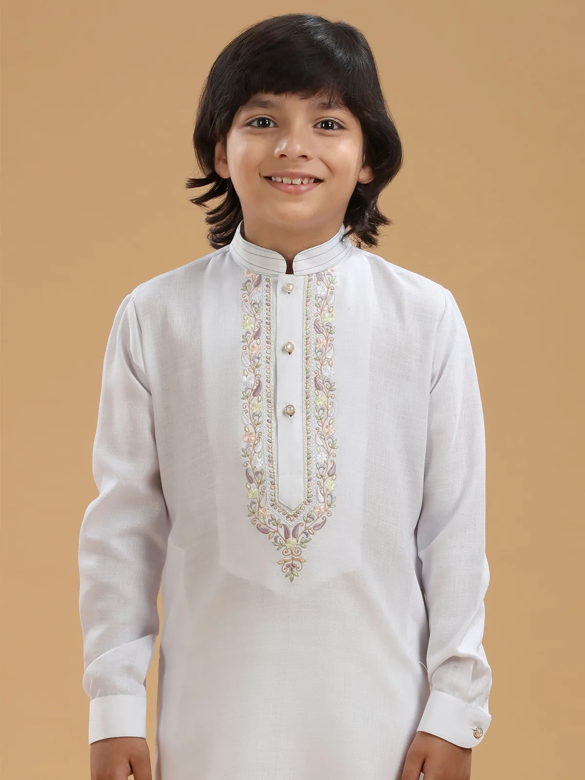 Latest white linen kurta suit