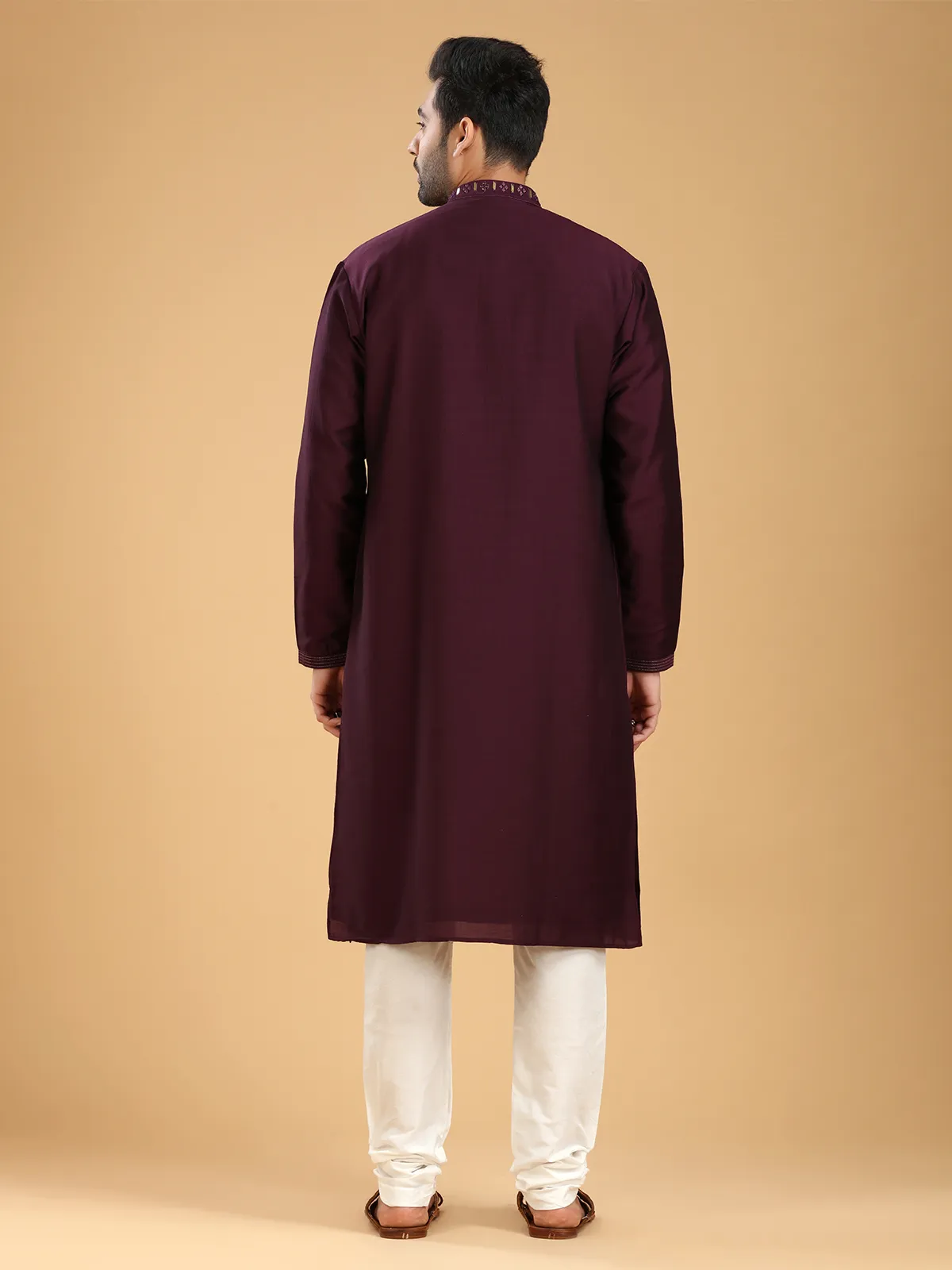 Latest cotton kurta suit in wine