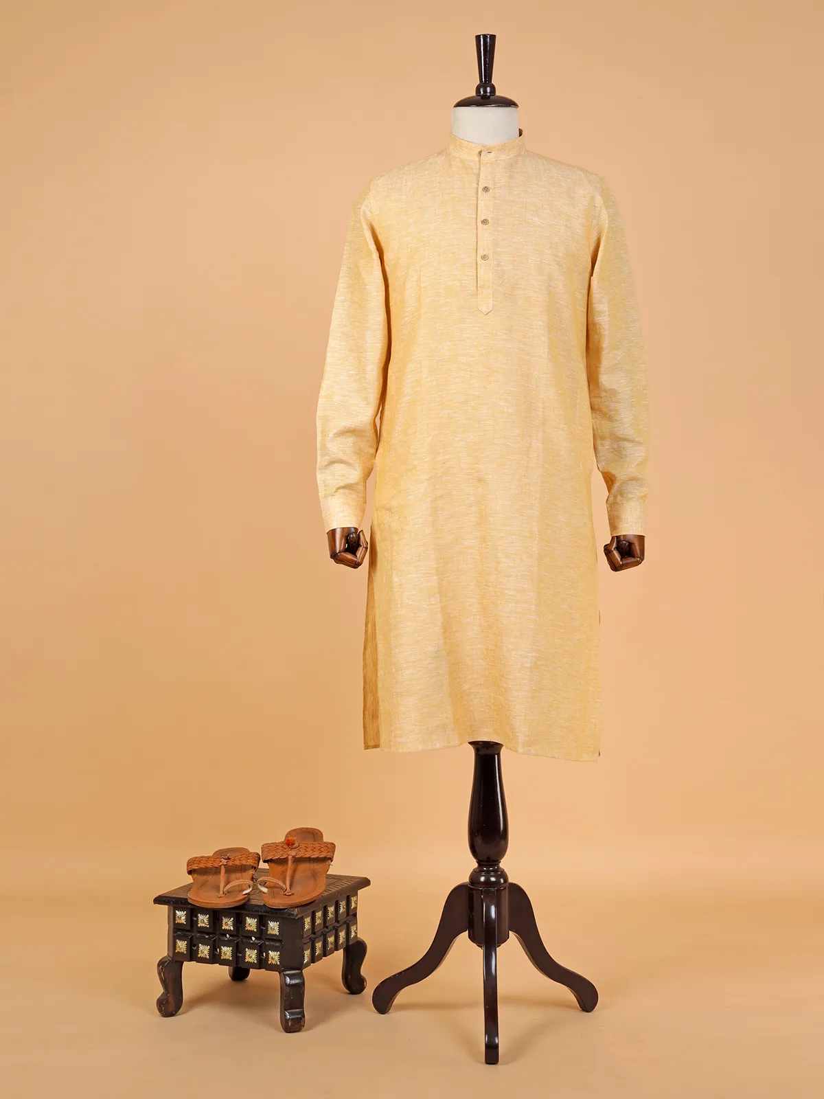 Latest cotton yellow plain  Men Kurta pajama