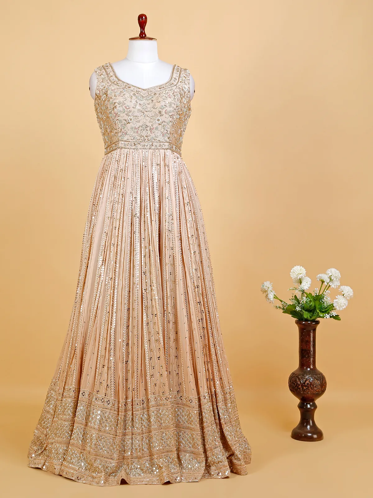 Latest gaeorgette anarkali suit in peach