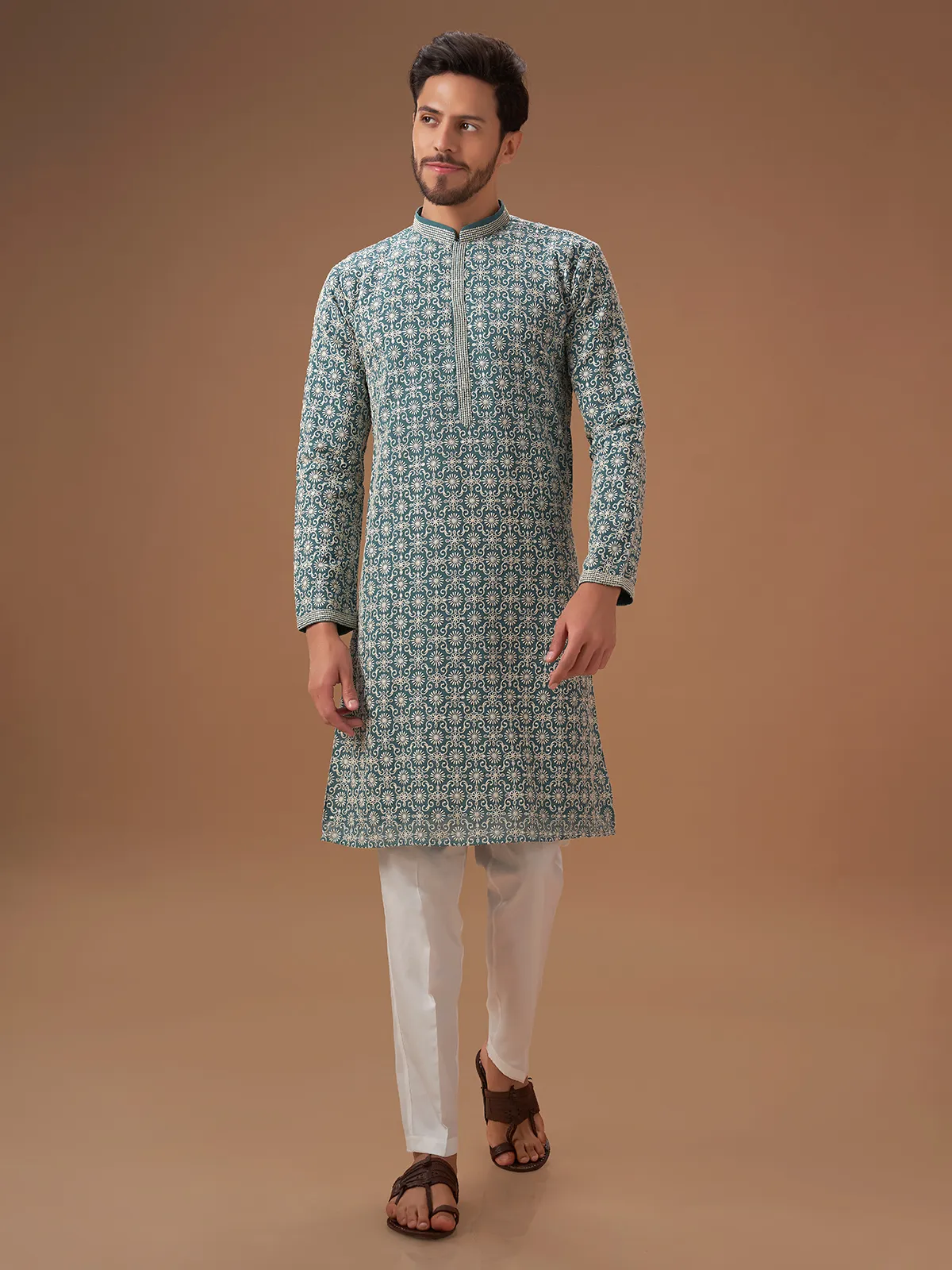 Latest grey georgette  Men Kurta pajama