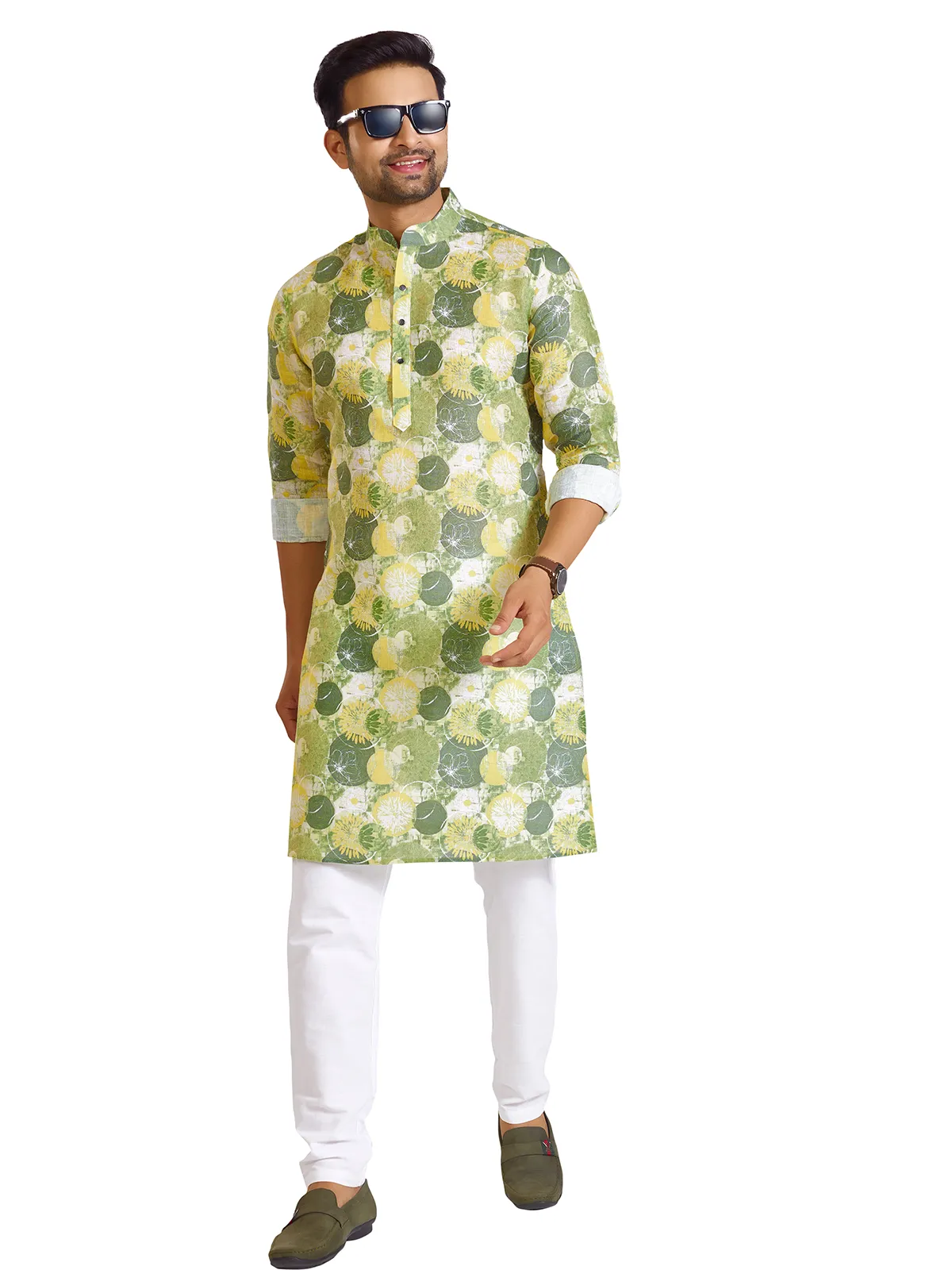 Latest light green printed kurta