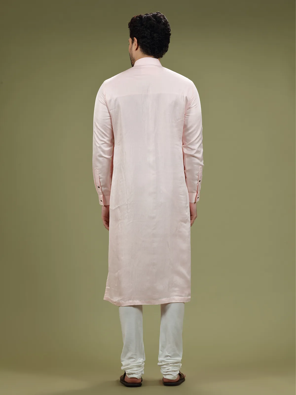 Latest light pink silk kurta suit