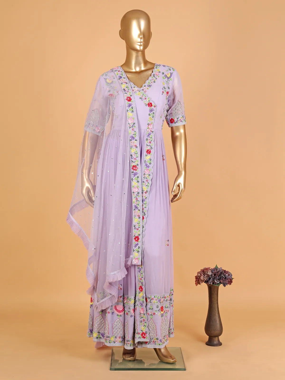 Latest lilac purple georgette salwar suit