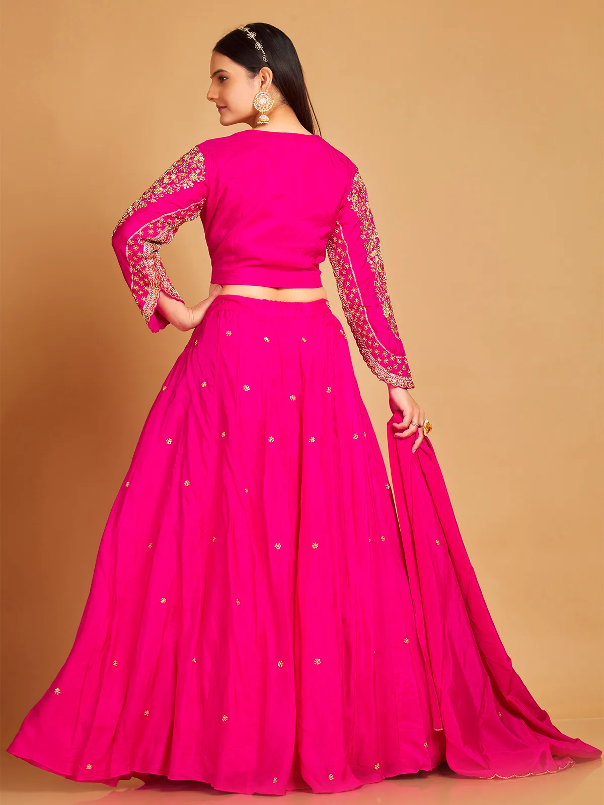 Latest magenta silk lehenga choli with dupatta