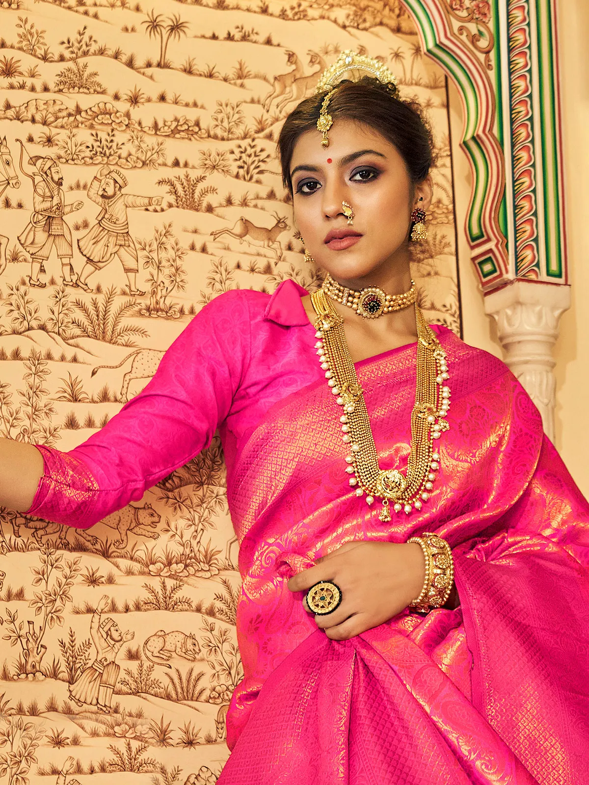 Latest magenta soft silk saree