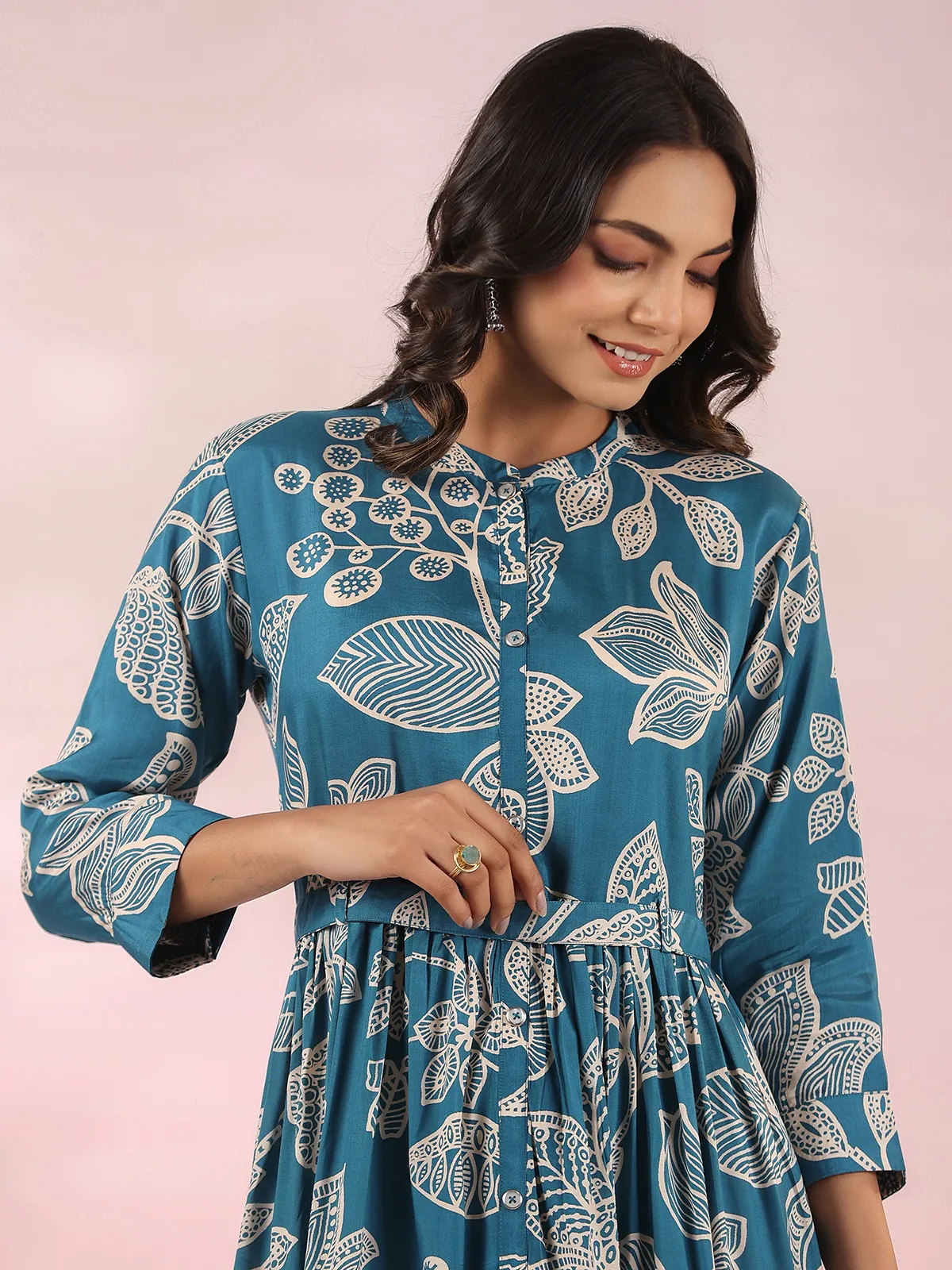 Latest mint blue printed kurti