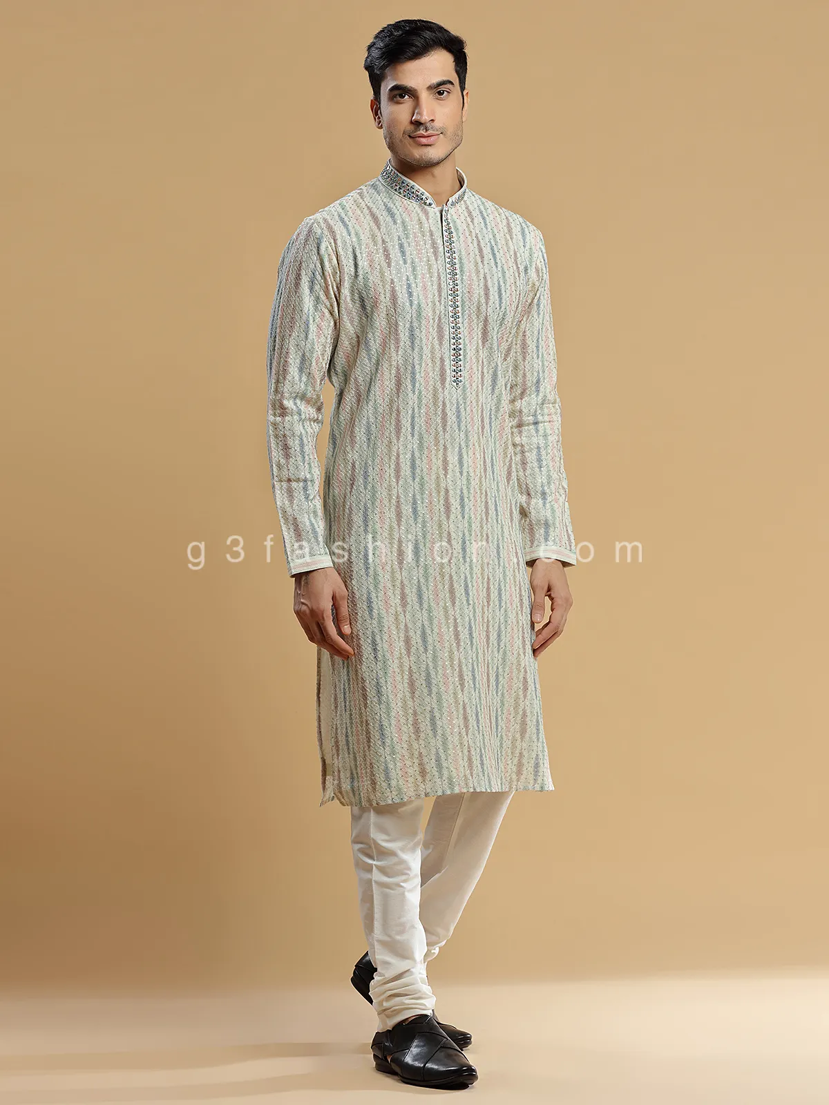 Latest multi color georgette  Men Kurta pajama for festive