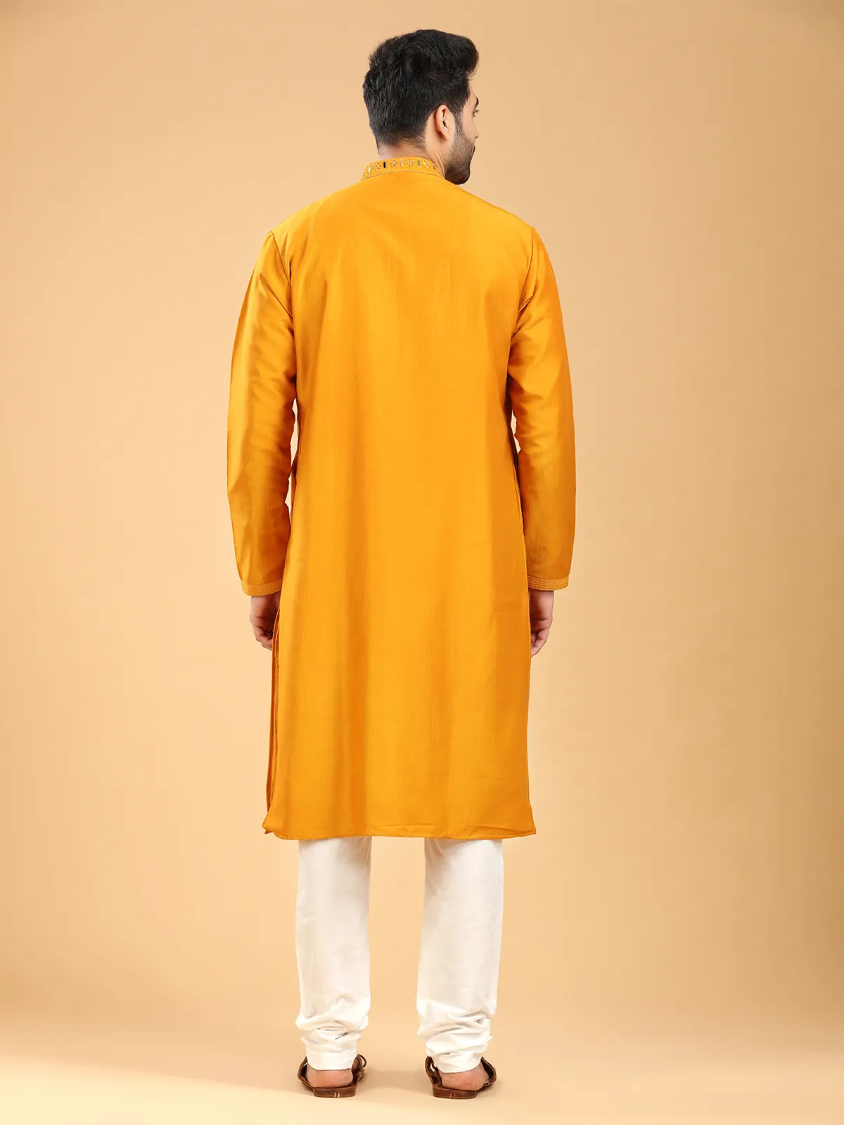 Latest mustard yellow cotton kurta suit