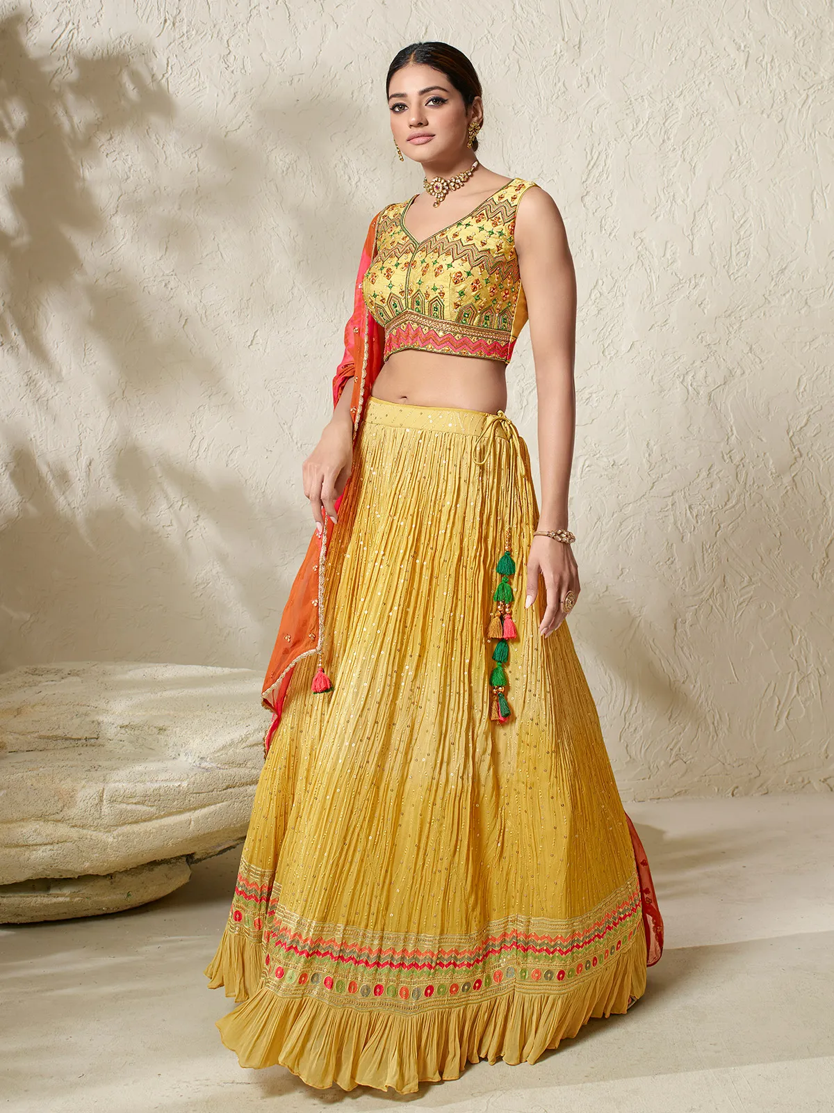 Latest mustard yellow lehenga choli