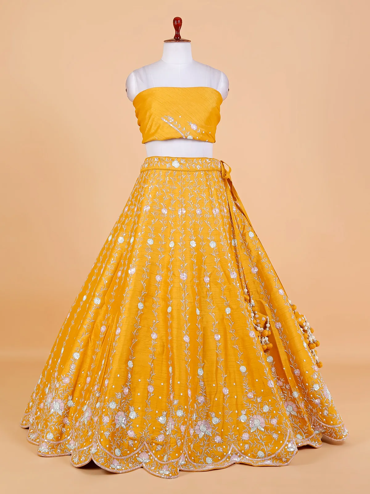 Latest mustard yellow unstitched lehenga choli