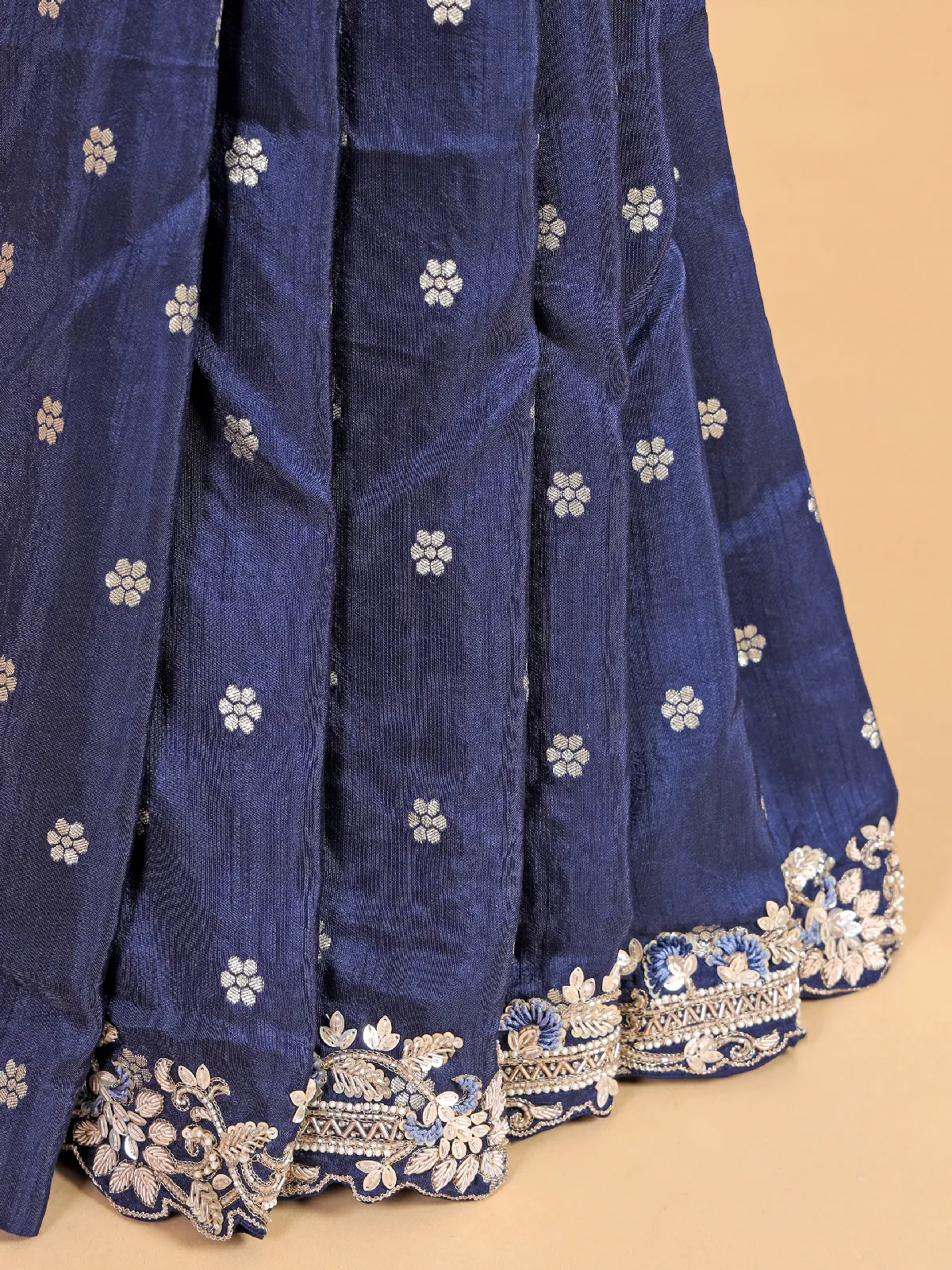 Latest navy silk saree for festive