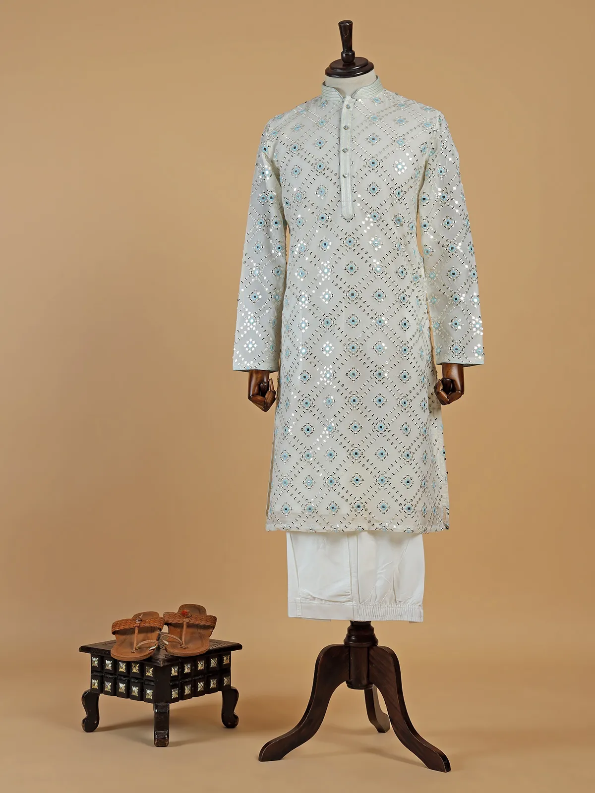 Latest off-white georgette  Men Kurta pajama