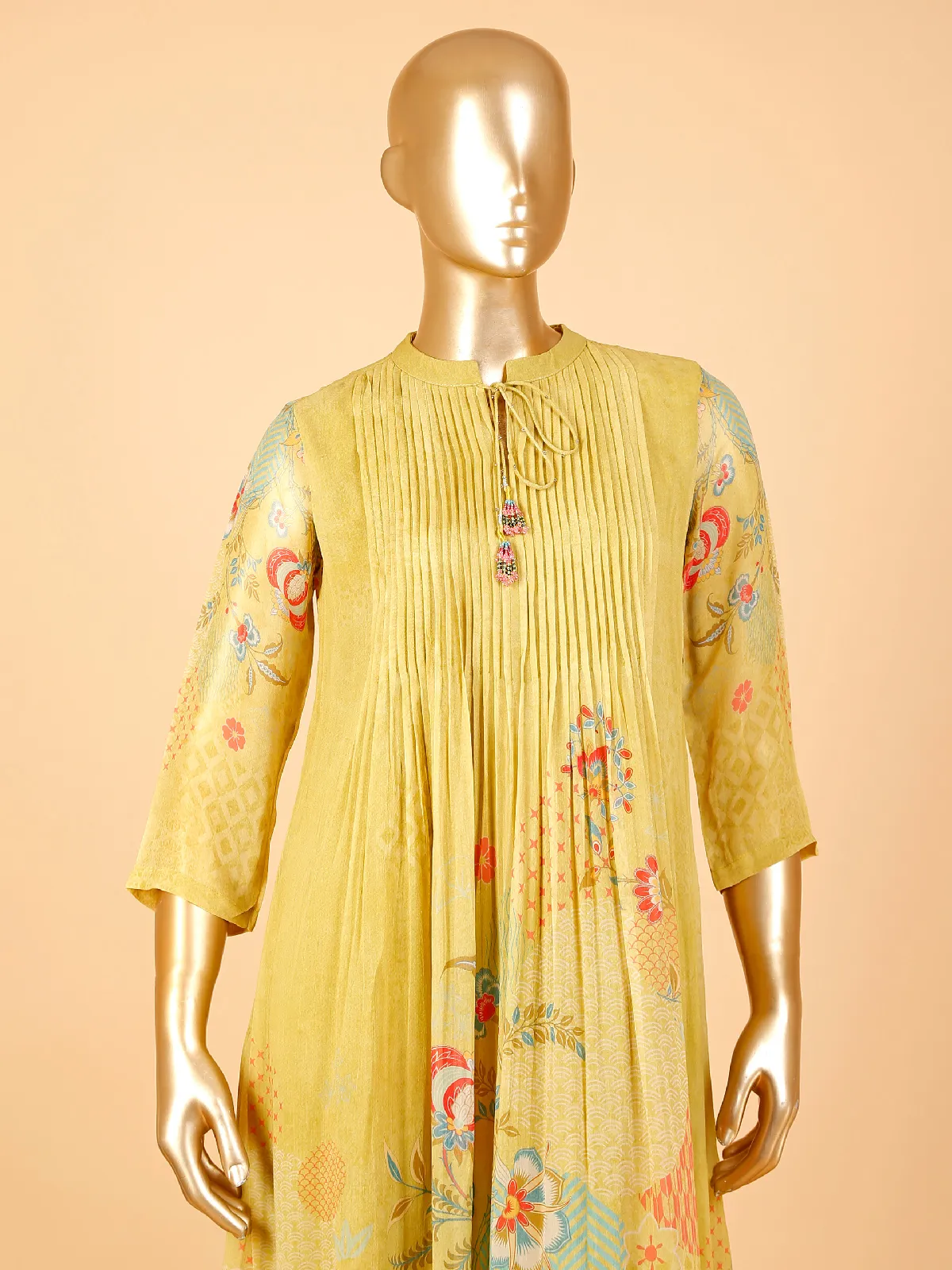 Latest olive printed georgette kurti